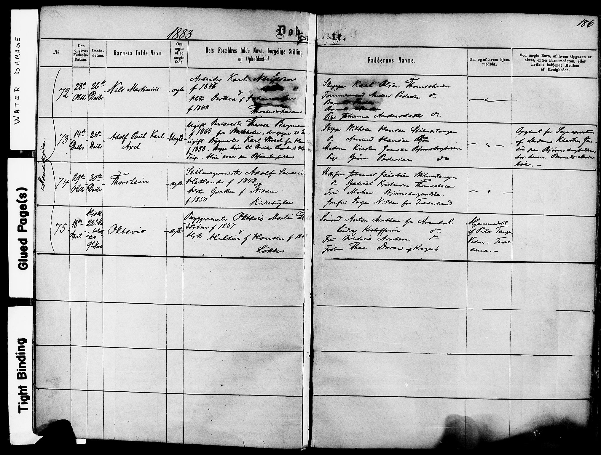 Kragerø kirkebøker, AV/SAKO-A-278/F/Fa/L0011: Parish register (official) no. 11, 1875-1886, p. 186