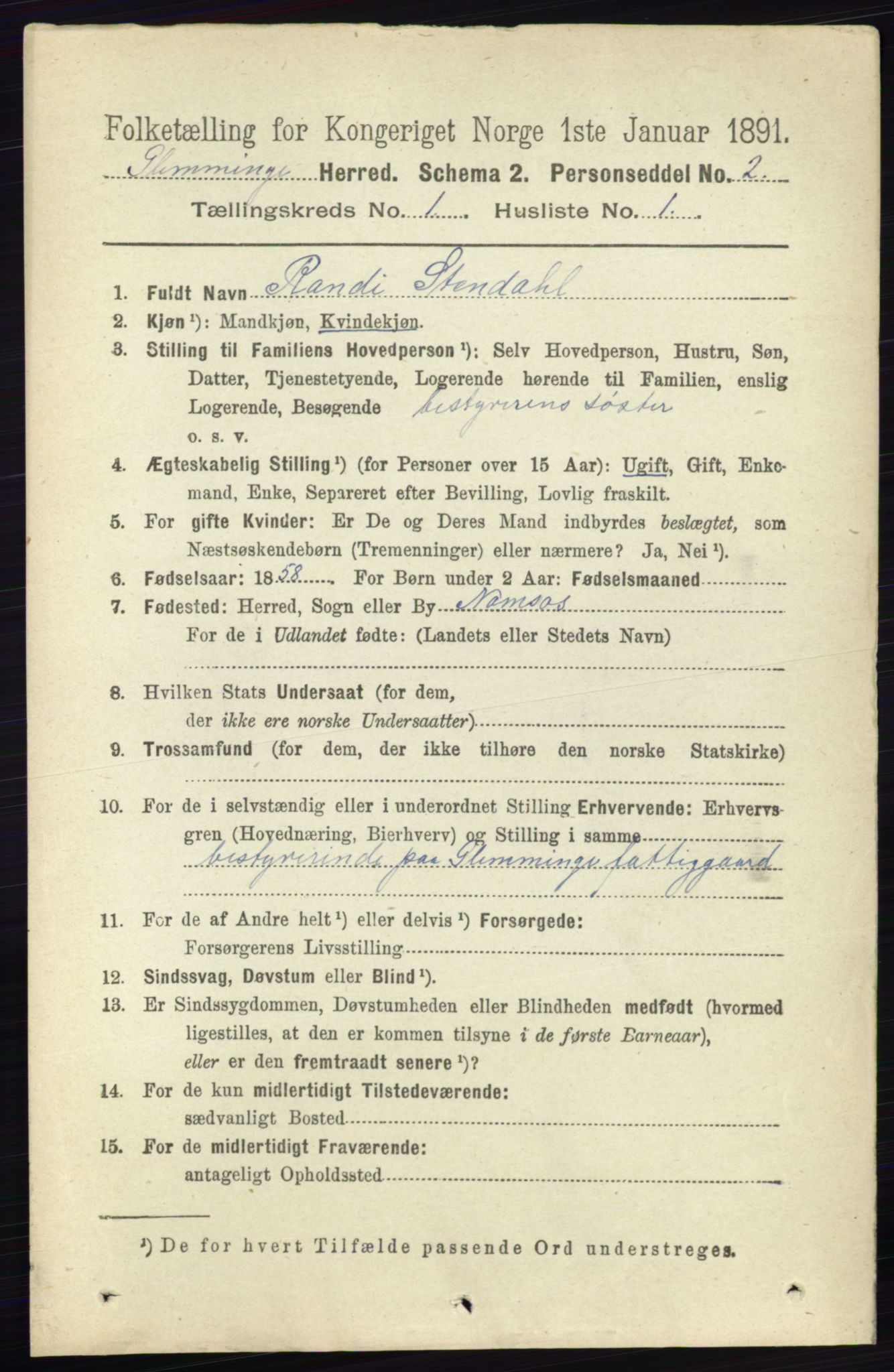 RA, 1891 census for 0132 Glemmen, 1891, p. 93