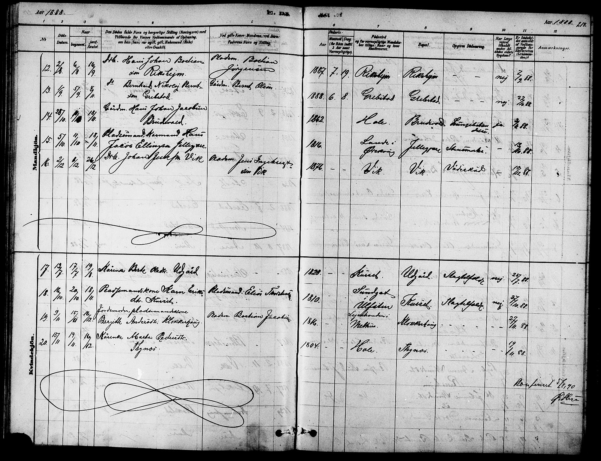 Ministerialprotokoller, klokkerbøker og fødselsregistre - Møre og Romsdal, SAT/A-1454/523/L0339: Parish register (copy) no. 523C02, 1878-1891, p. 218