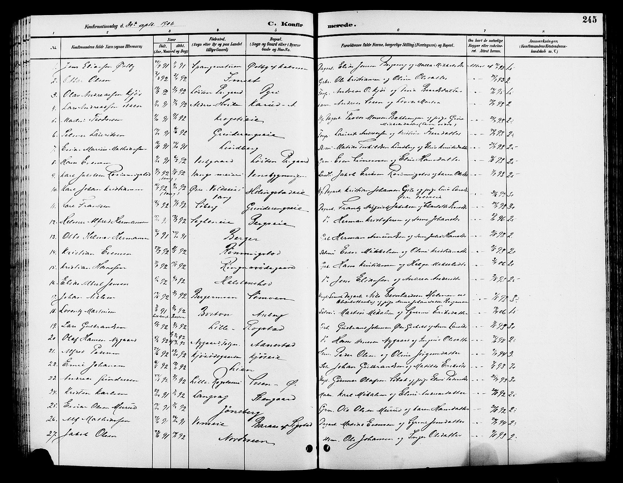 Løten prestekontor, SAH/PREST-022/L/La/L0006: Parish register (copy) no. 6, 1892-1909, p. 245
