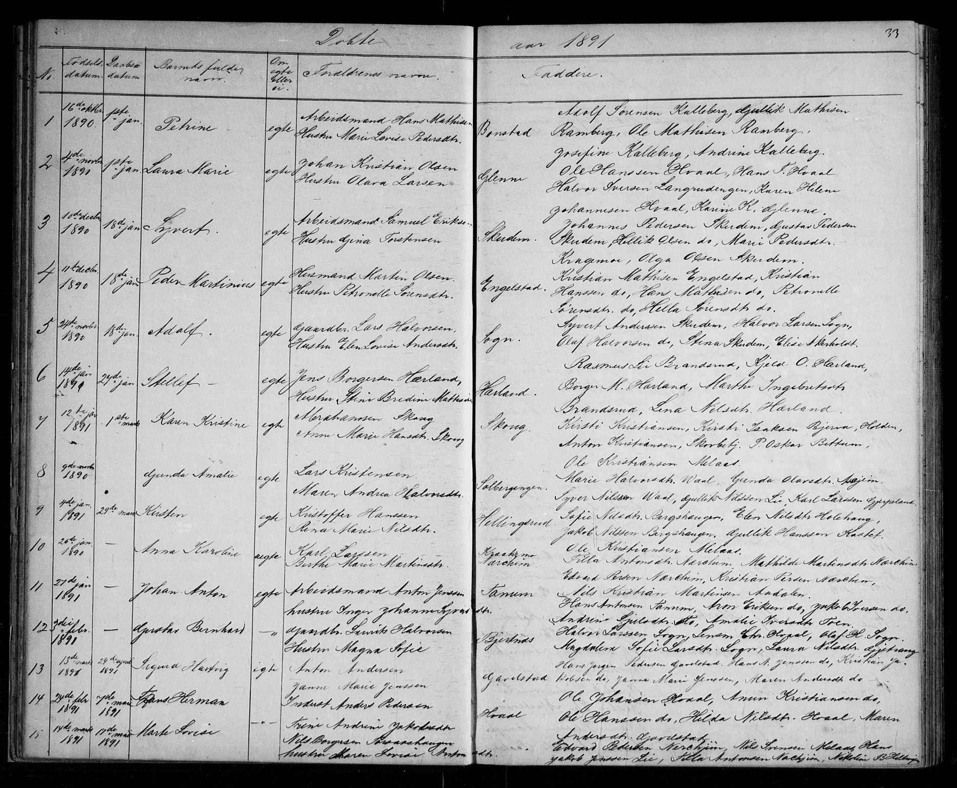 Lardal kirkebøker, AV/SAKO-A-350/G/Ga/L0001: Parish register (copy) no. I 1, 1864-1901, p. 33