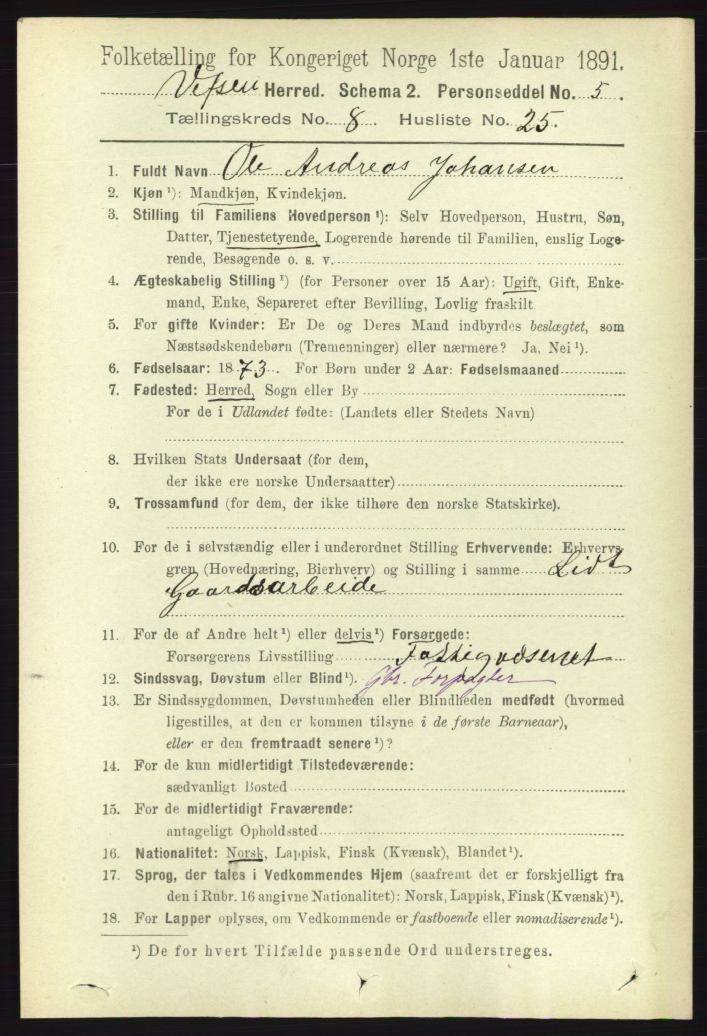 RA, 1891 census for 1824 Vefsn, 1891, p. 4426