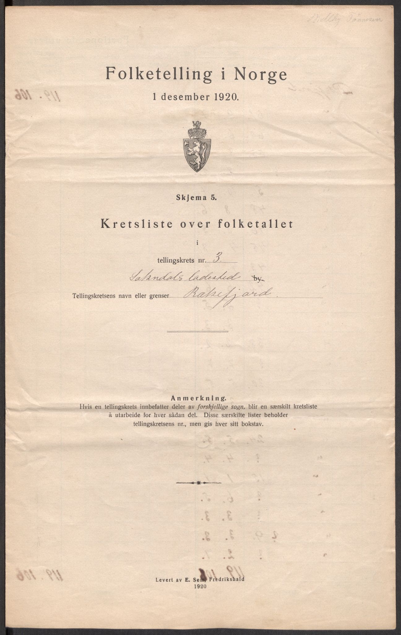 SAST, 1920 census for Sokndal town, 1920, p. 12