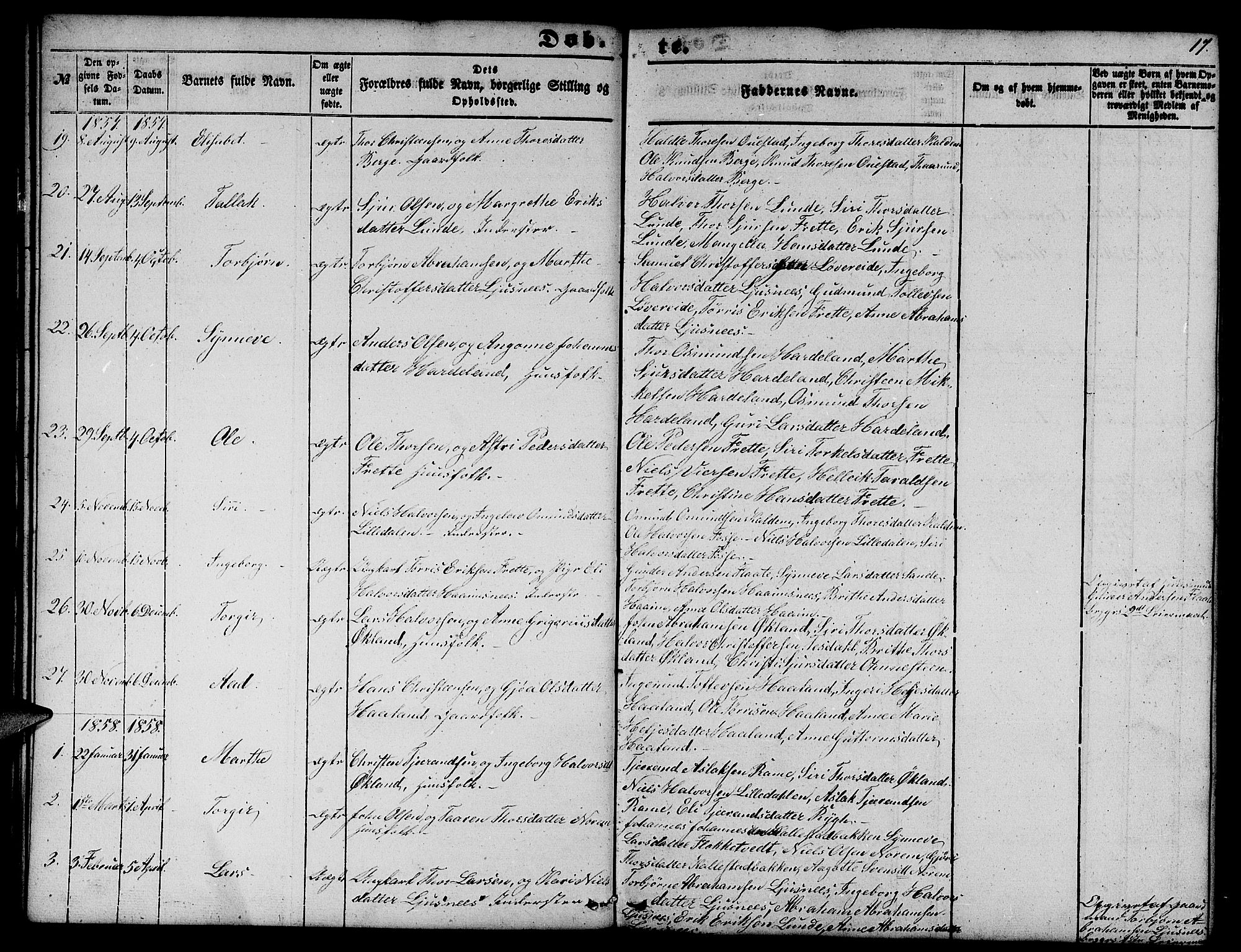 Etne sokneprestembete, SAB/A-75001/H/Hab: Parish register (copy) no. C 2, 1851-1865, p. 17