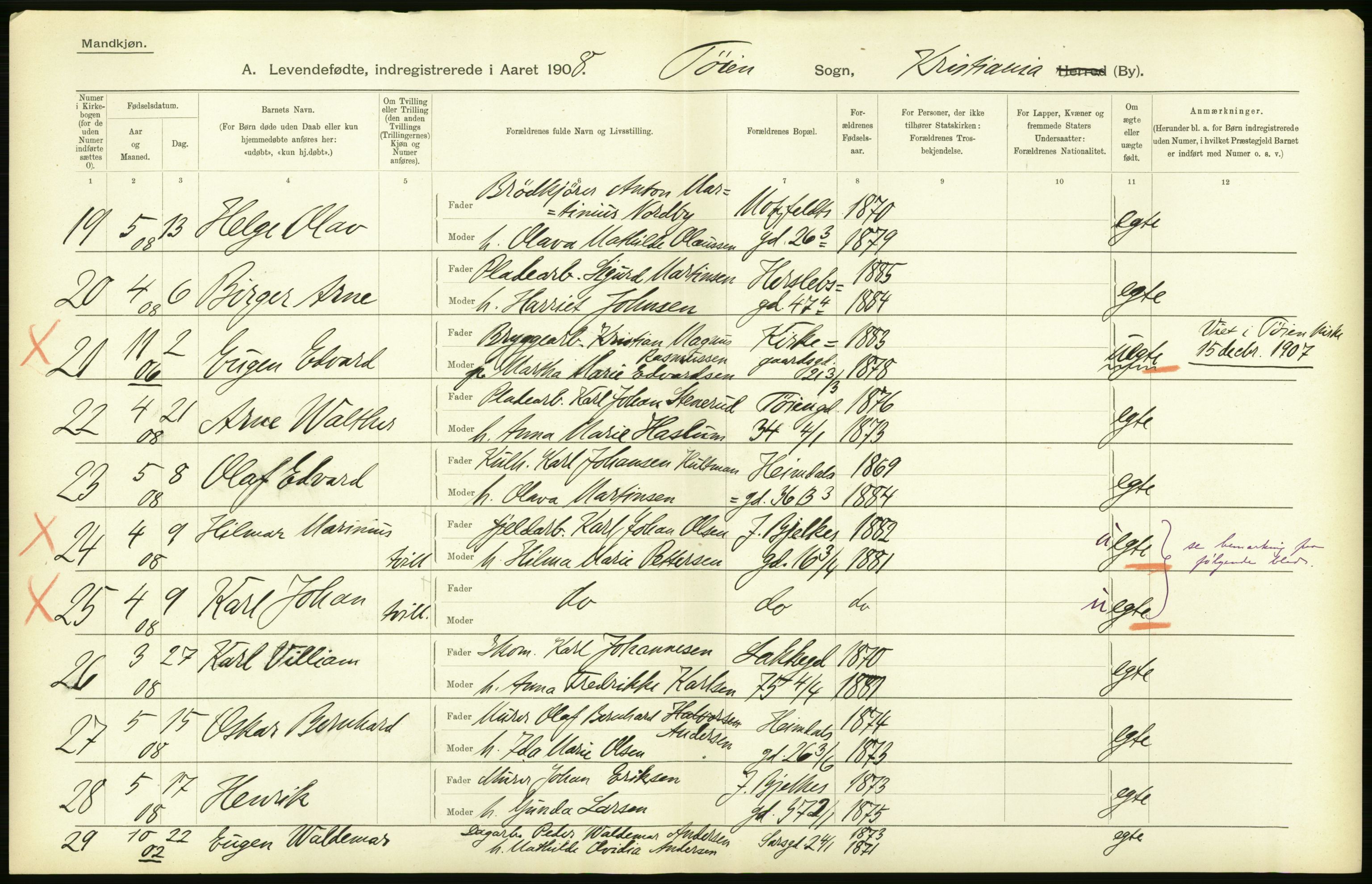 Statistisk sentralbyrå, Sosiodemografiske emner, Befolkning, AV/RA-S-2228/D/Df/Dfa/Dfaf/L0005: Kristiania: Levendefødte menn og kvinner., 1908, p. 40