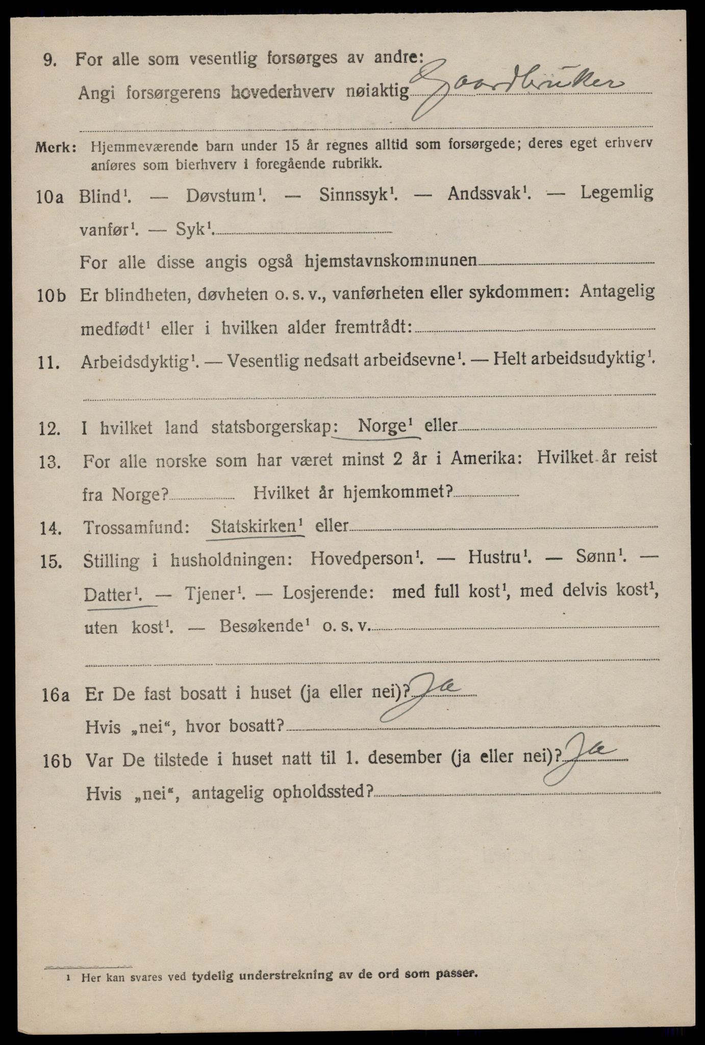 SAST, 1920 census for Klepp, 1920, p. 5925