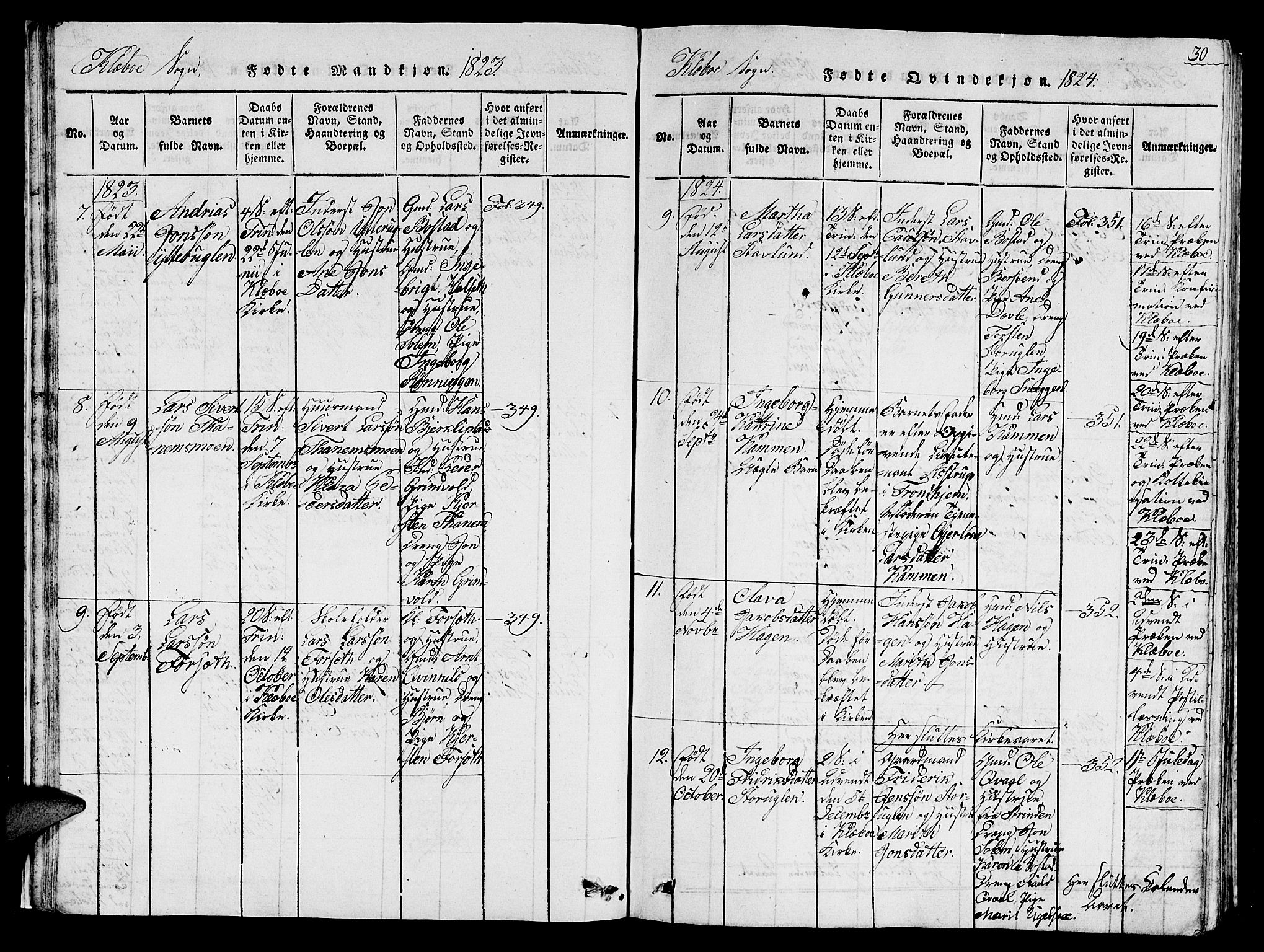 Ministerialprotokoller, klokkerbøker og fødselsregistre - Sør-Trøndelag, SAT/A-1456/618/L0450: Parish register (copy) no. 618C01, 1816-1865, p. 30