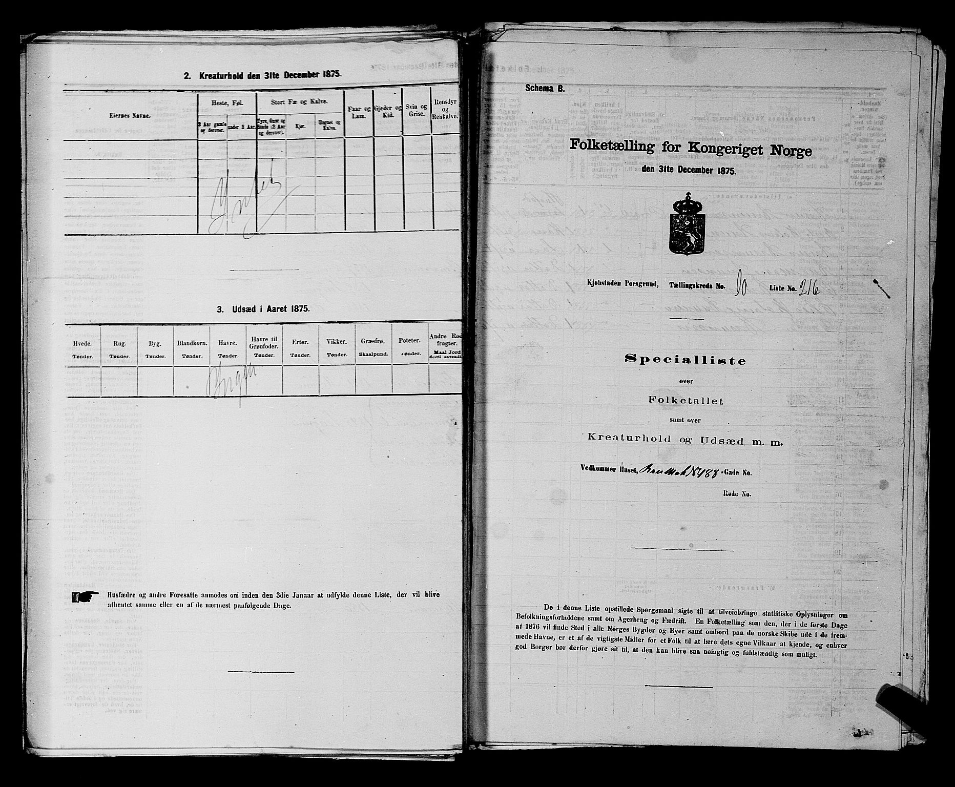 SAKO, 1875 census for 0805P Porsgrunn, 1875, p. 499