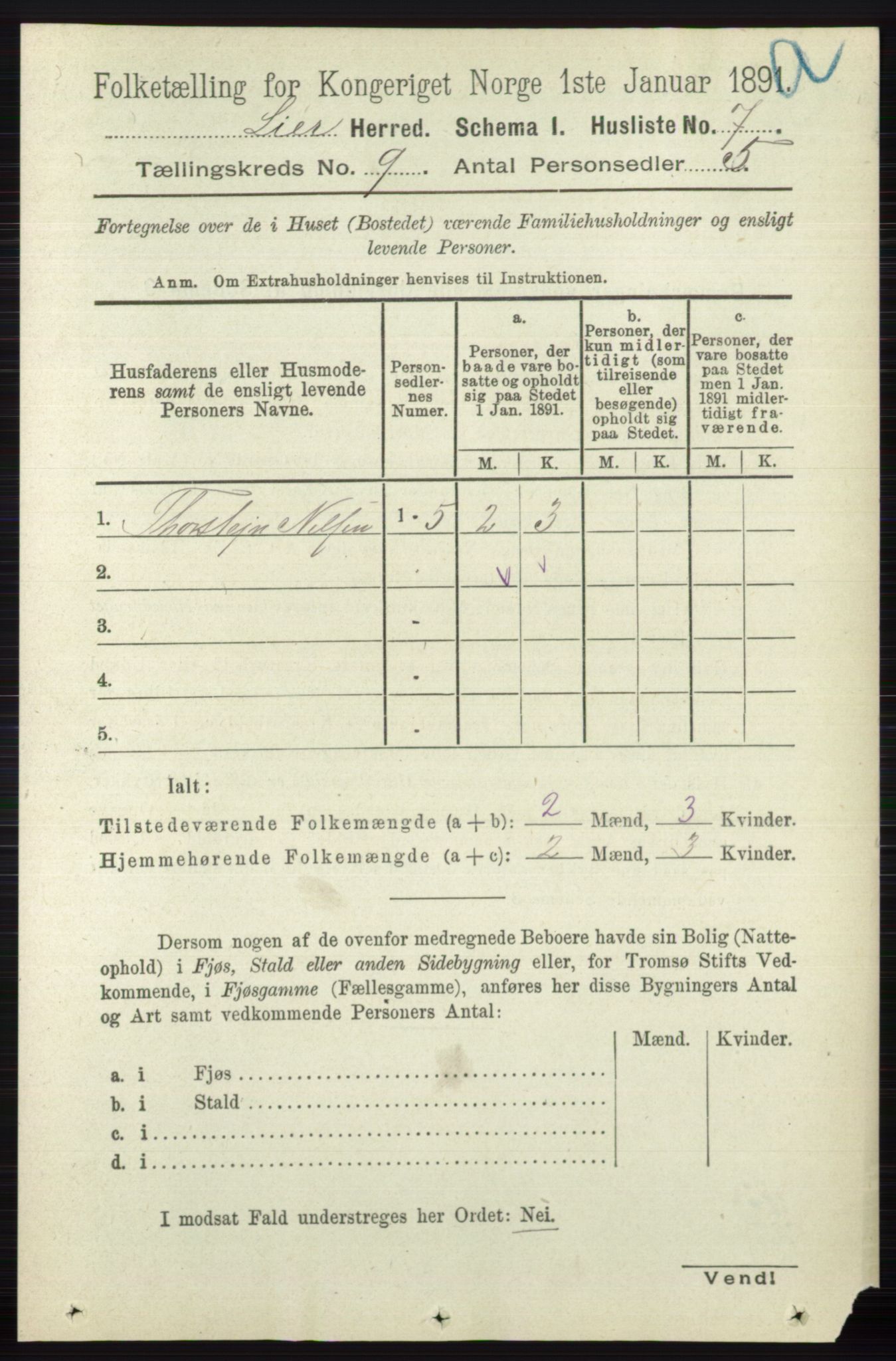 RA, 1891 census for 0626 Lier, 1891, p. 5553