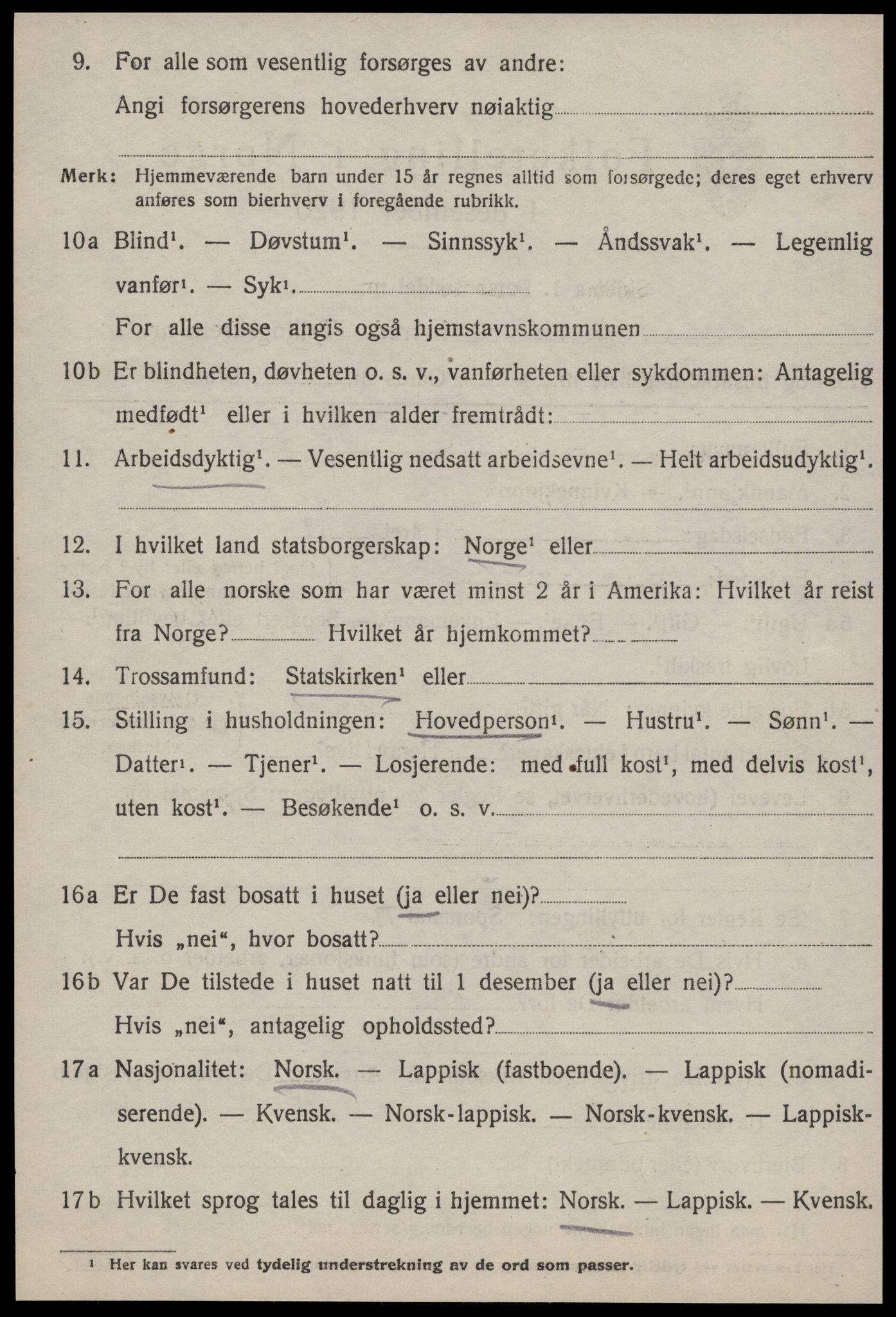 SAT, 1920 census for Leinstrand, 1920, p. 1568