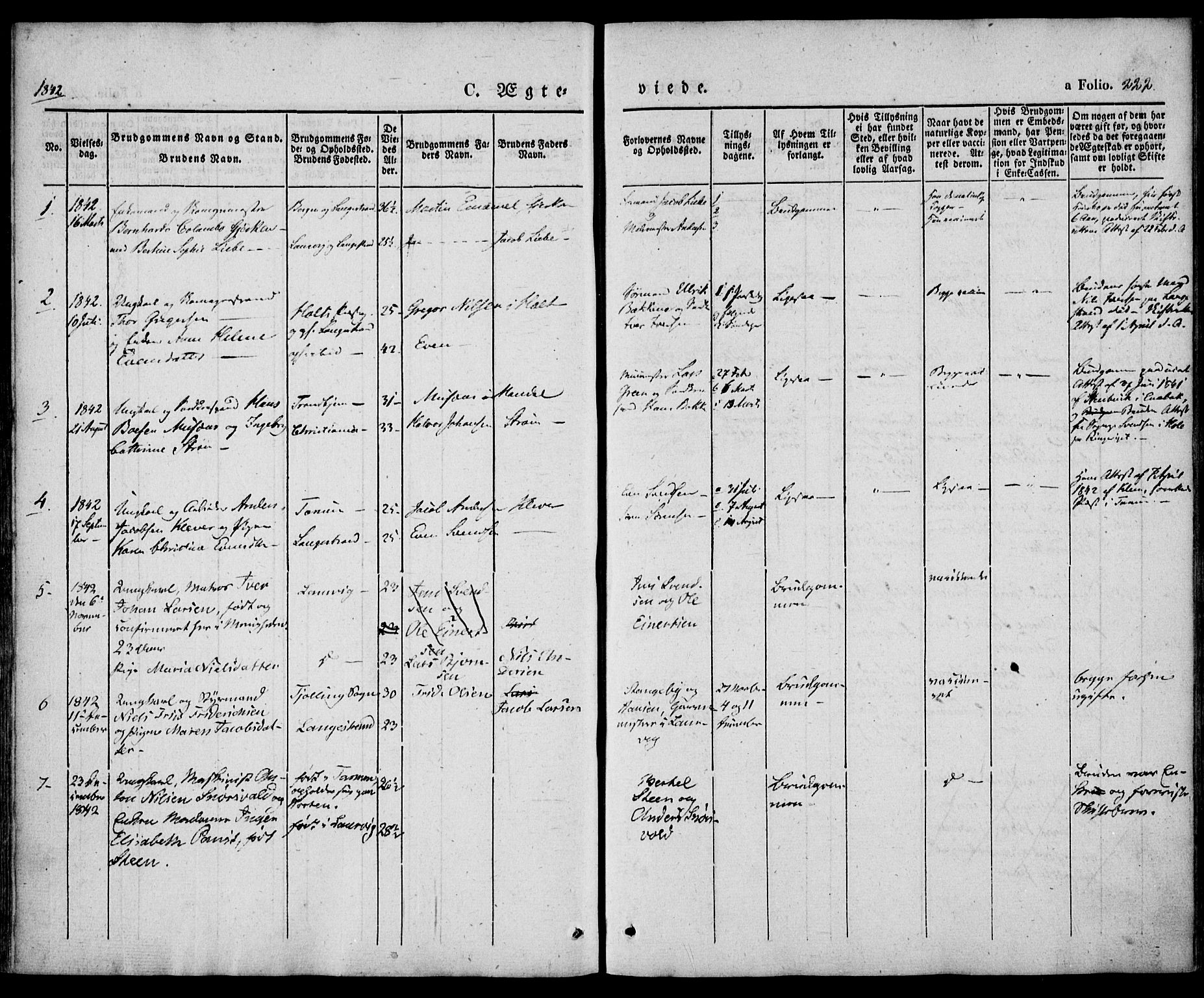 Larvik kirkebøker, AV/SAKO-A-352/F/Fb/L0003: Parish register (official) no. II 3, 1842-1856, p. 222