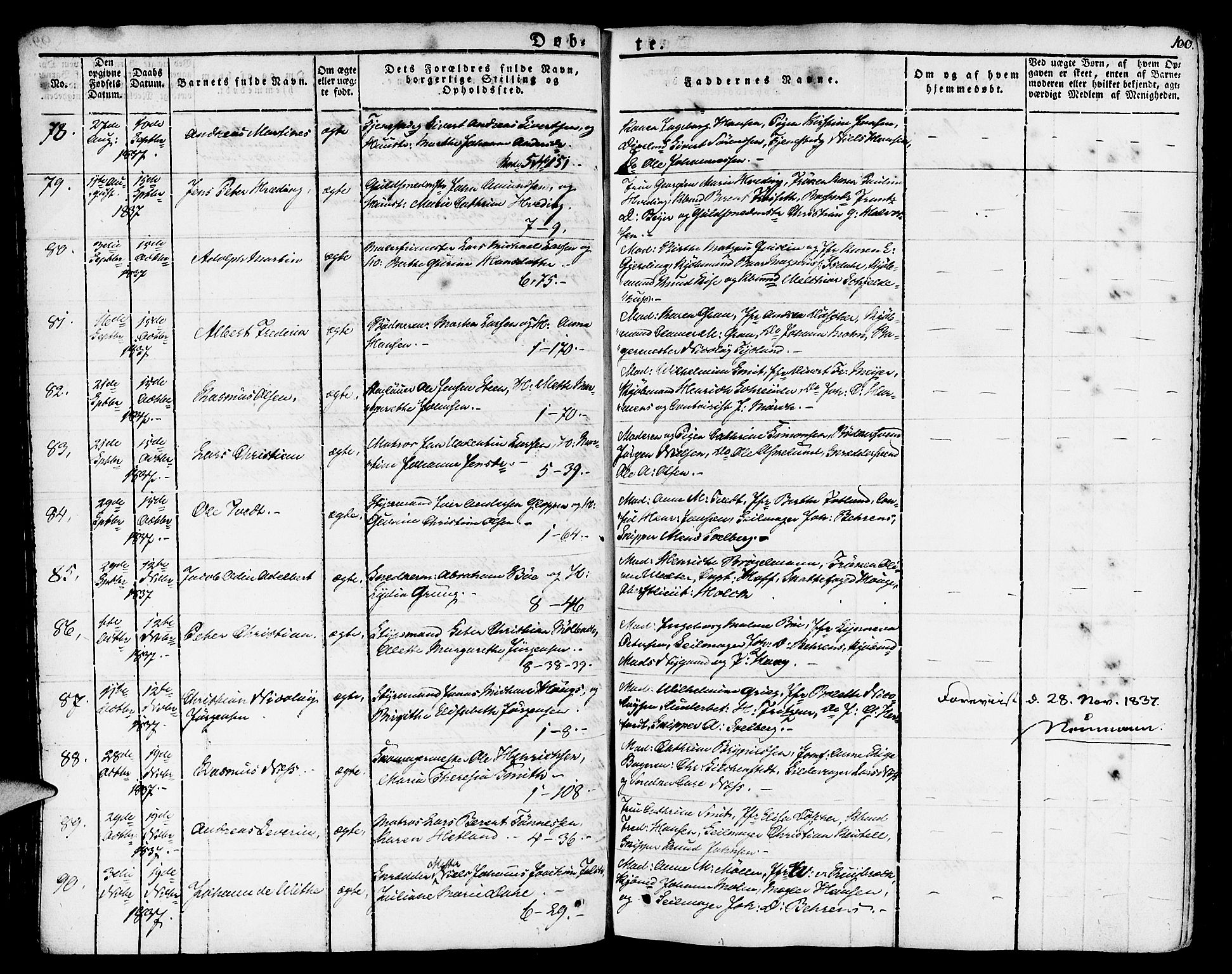 Nykirken Sokneprestembete, AV/SAB-A-77101/H/Haa/L0012: Parish register (official) no. A 12, 1821-1844, p. 100