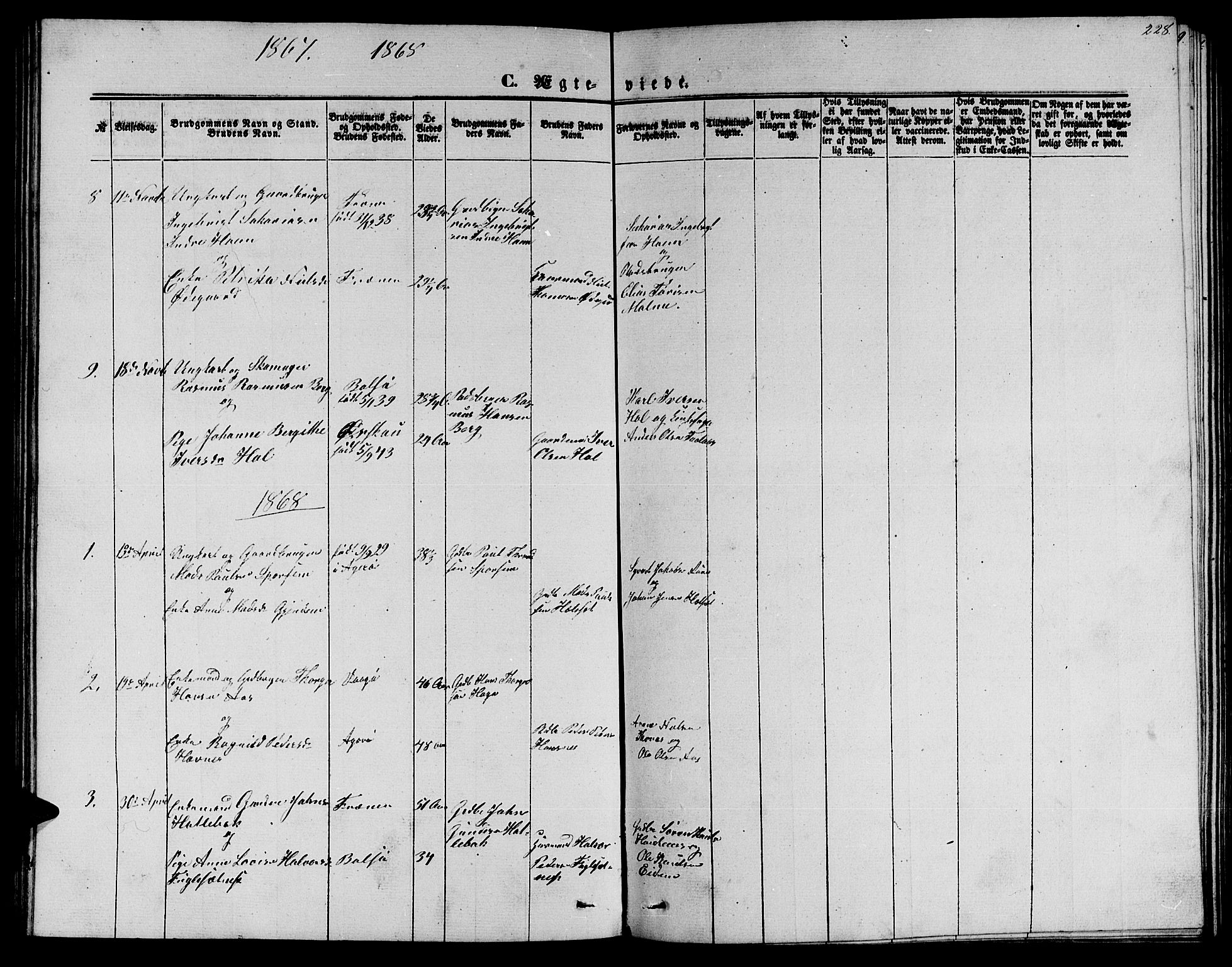 Ministerialprotokoller, klokkerbøker og fødselsregistre - Møre og Romsdal, SAT/A-1454/565/L0753: Parish register (copy) no. 565C02, 1845-1870, p. 228