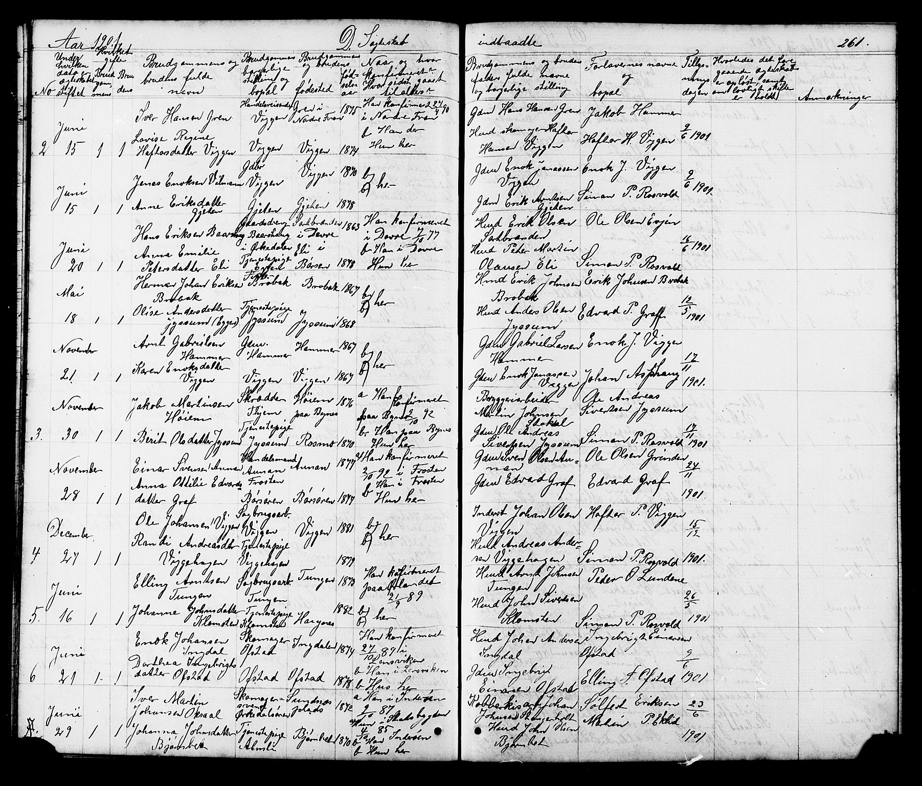 Ministerialprotokoller, klokkerbøker og fødselsregistre - Sør-Trøndelag, SAT/A-1456/665/L0777: Parish register (copy) no. 665C02, 1867-1915, p. 261