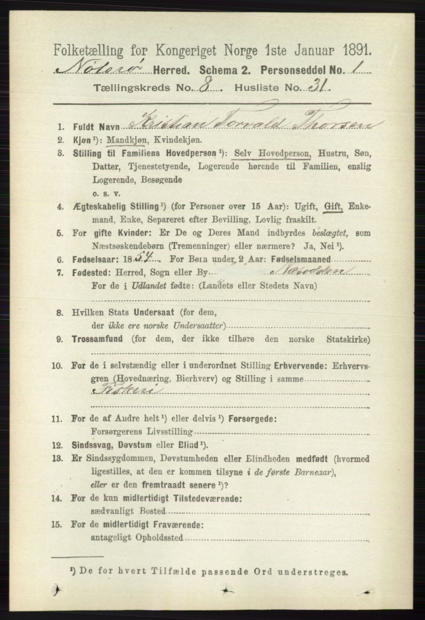 RA, 1891 census for 0722 Nøtterøy, 1891, p. 4029