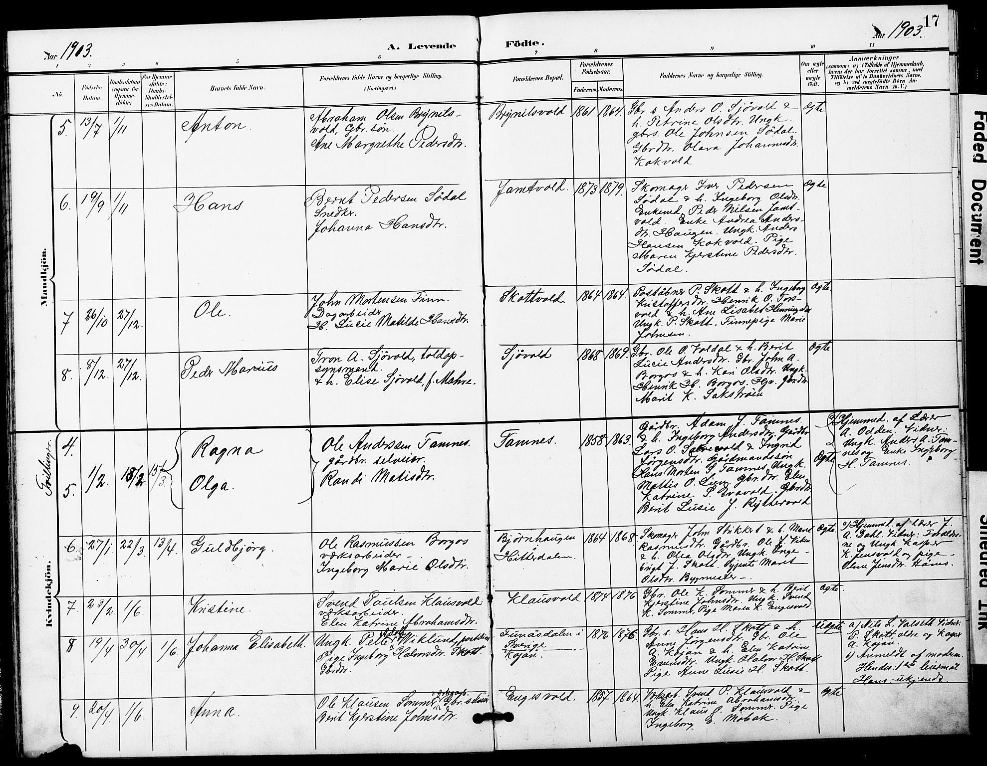 Ministerialprotokoller, klokkerbøker og fødselsregistre - Sør-Trøndelag, SAT/A-1456/683/L0950: Parish register (copy) no. 683C02, 1897-1918, p. 17