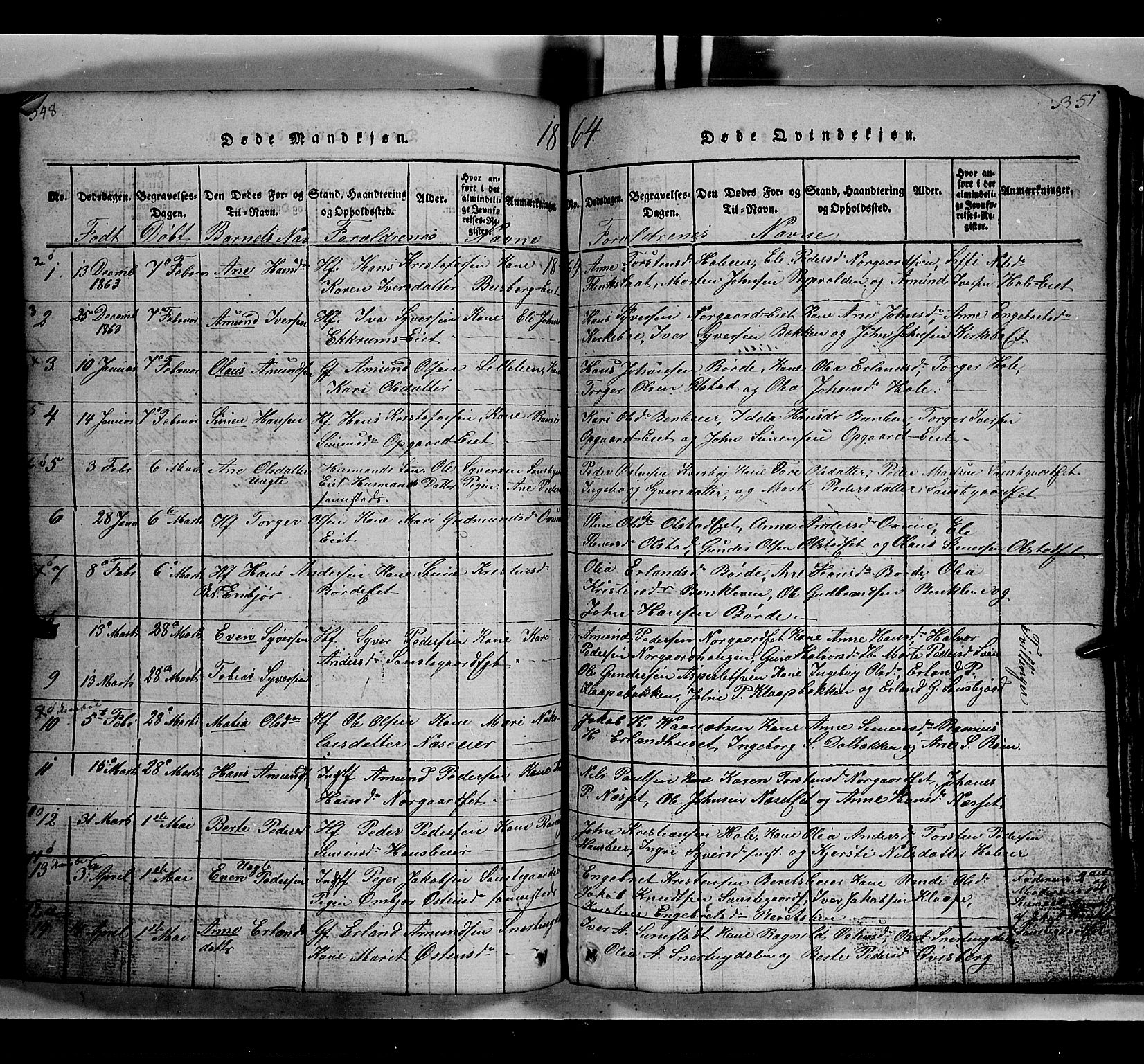 Gausdal prestekontor, SAH/PREST-090/H/Ha/Hab/L0002: Parish register (copy) no. 2, 1818-1874, p. 348-349