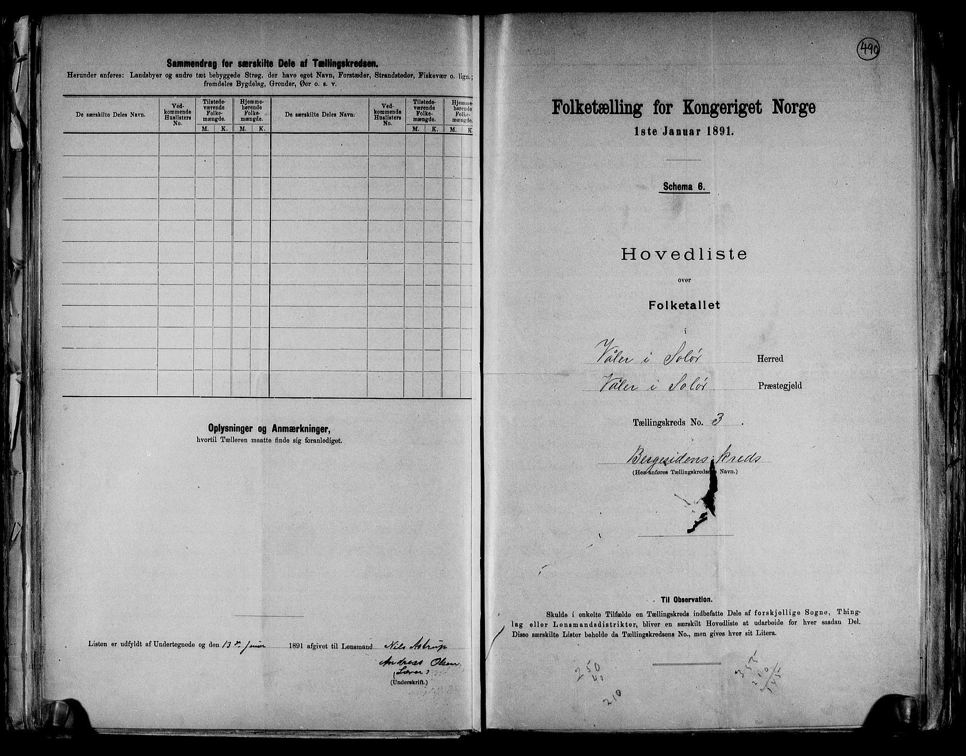 RA, 1891 census for 0426 Våler, 1891, p. 8