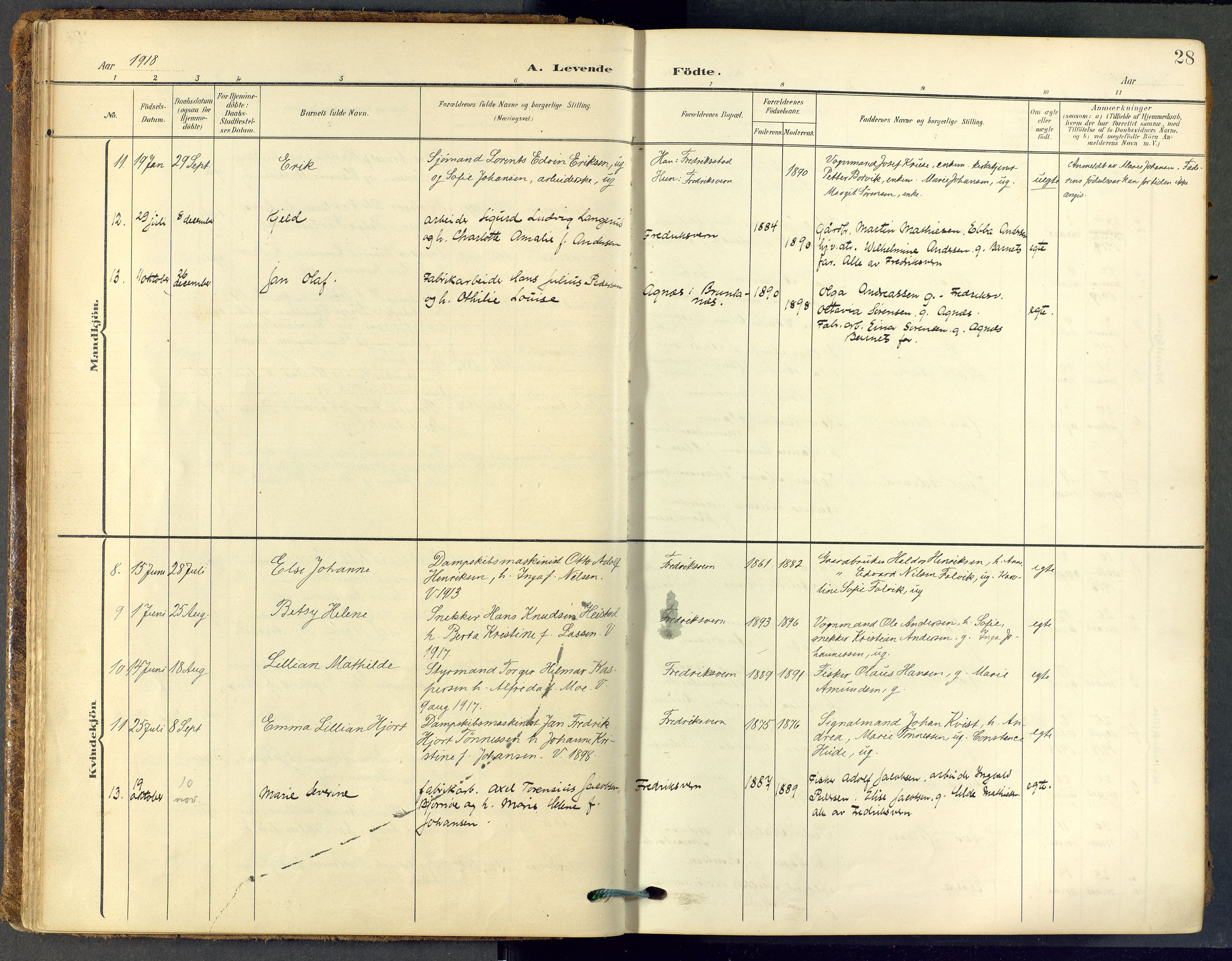 Stavern kirkebøker, SAKO/A-318/F/Fa/L0009: Parish register (official) no. 9, 1906-1955, p. 28