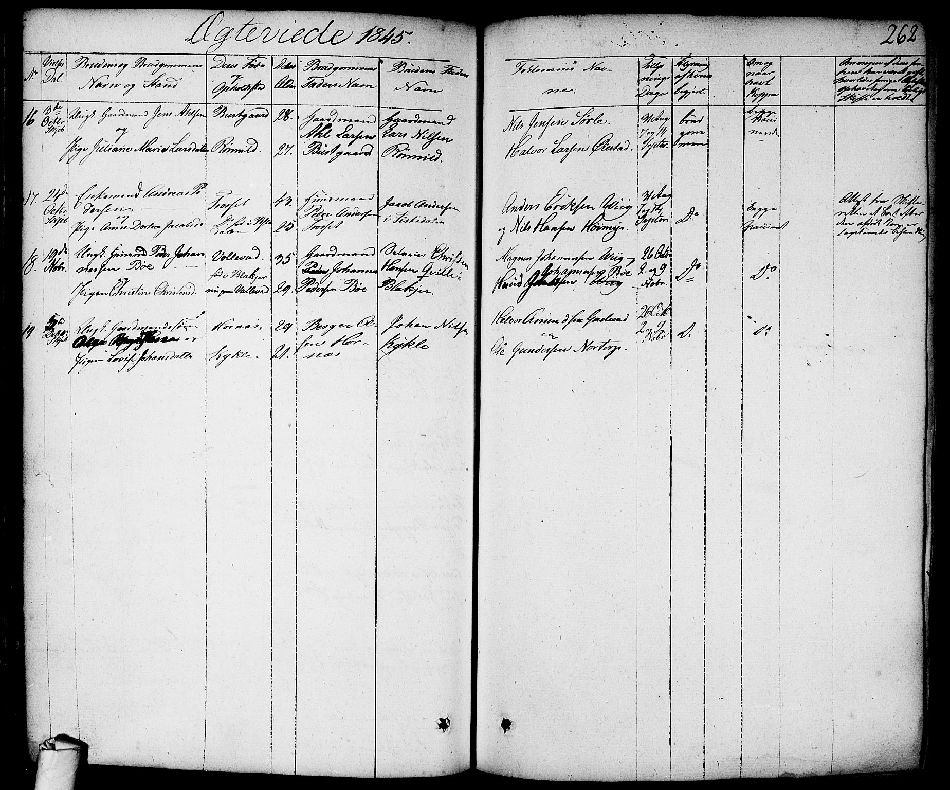 Skjeberg prestekontor Kirkebøker, AV/SAO-A-10923/F/Fa/L0005: Parish register (official) no. I 5, 1830-1845, p. 262