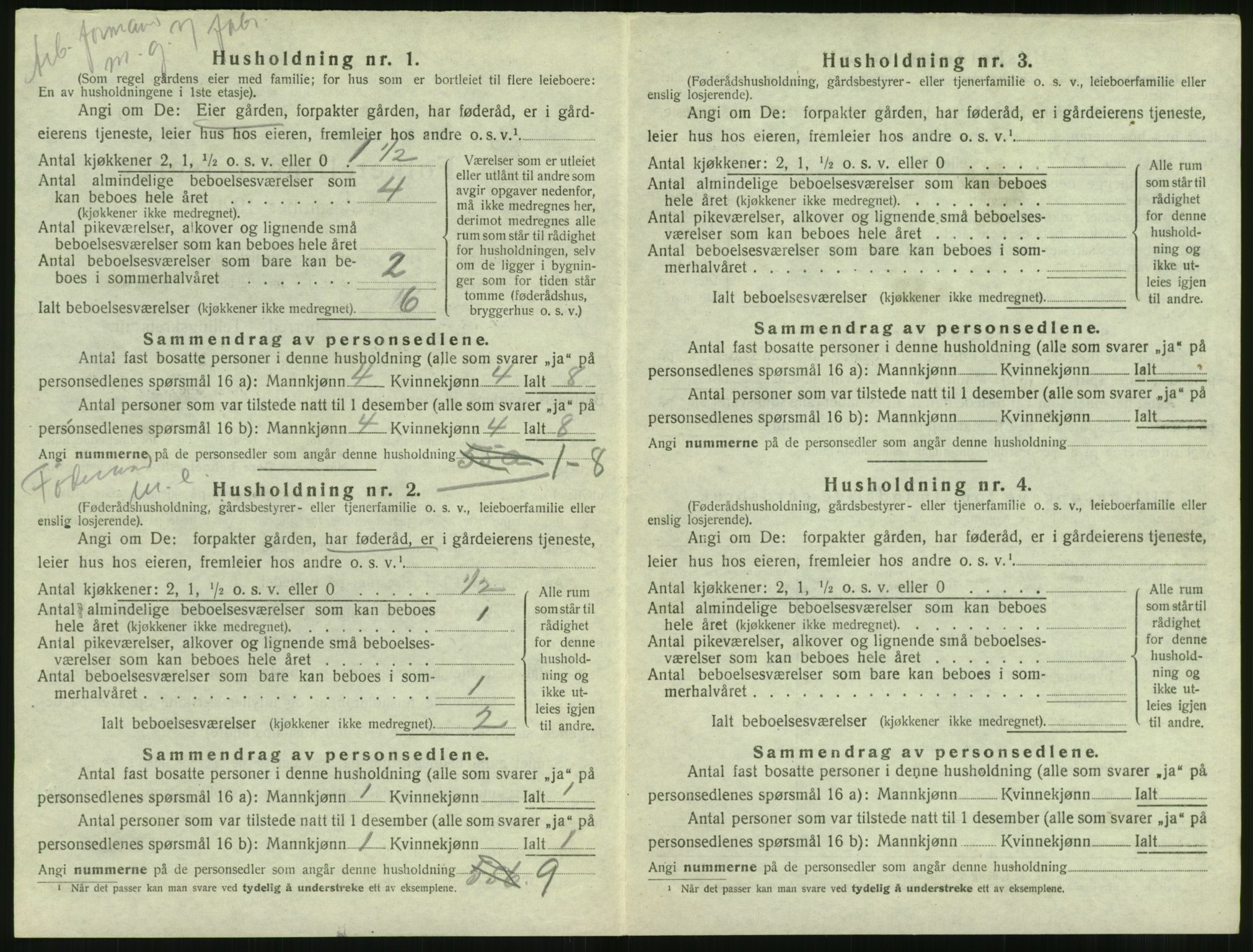 SAT, 1920 census for Borgund, 1920, p. 447