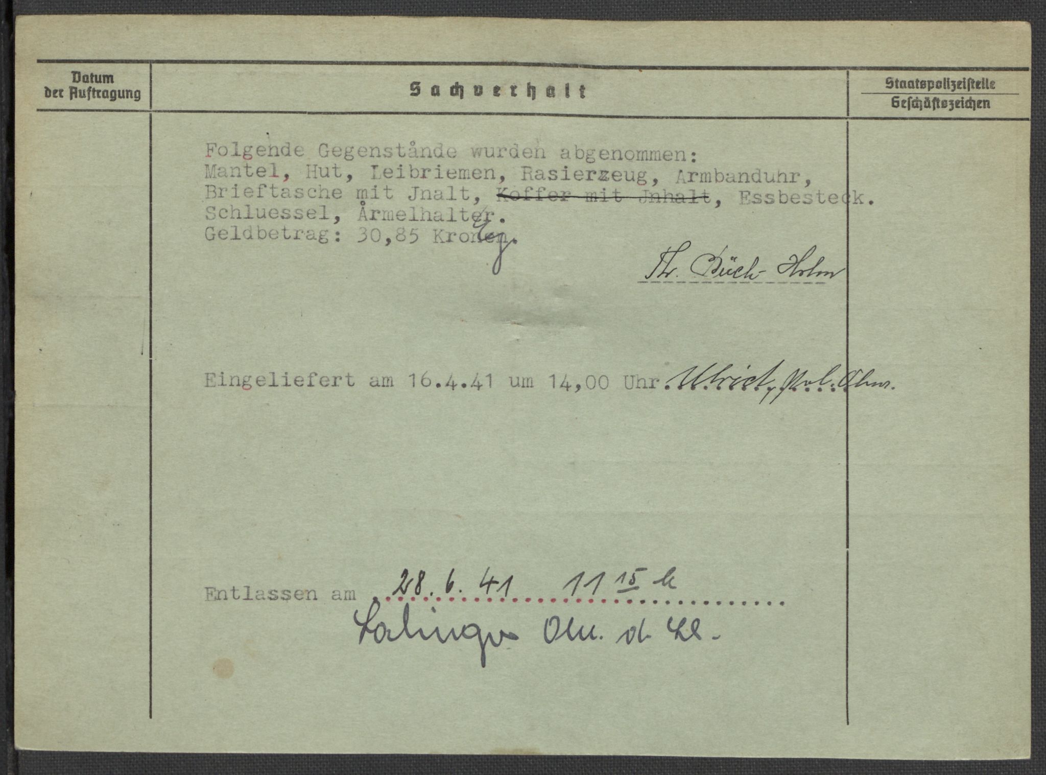 Befehlshaber der Sicherheitspolizei und des SD, AV/RA-RAFA-5969/E/Ea/Eaa/L0002: Register over norske fanger i Møllergata 19: Bj-Eng, 1940-1945, p. 540