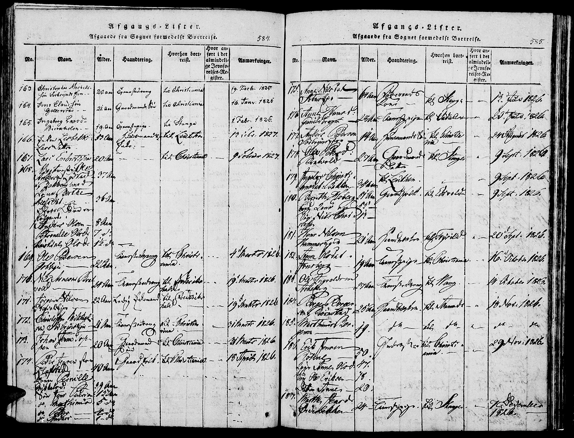 Romedal prestekontor, SAH/PREST-004/K/L0002: Parish register (official) no. 2, 1814-1828, p. 584-585