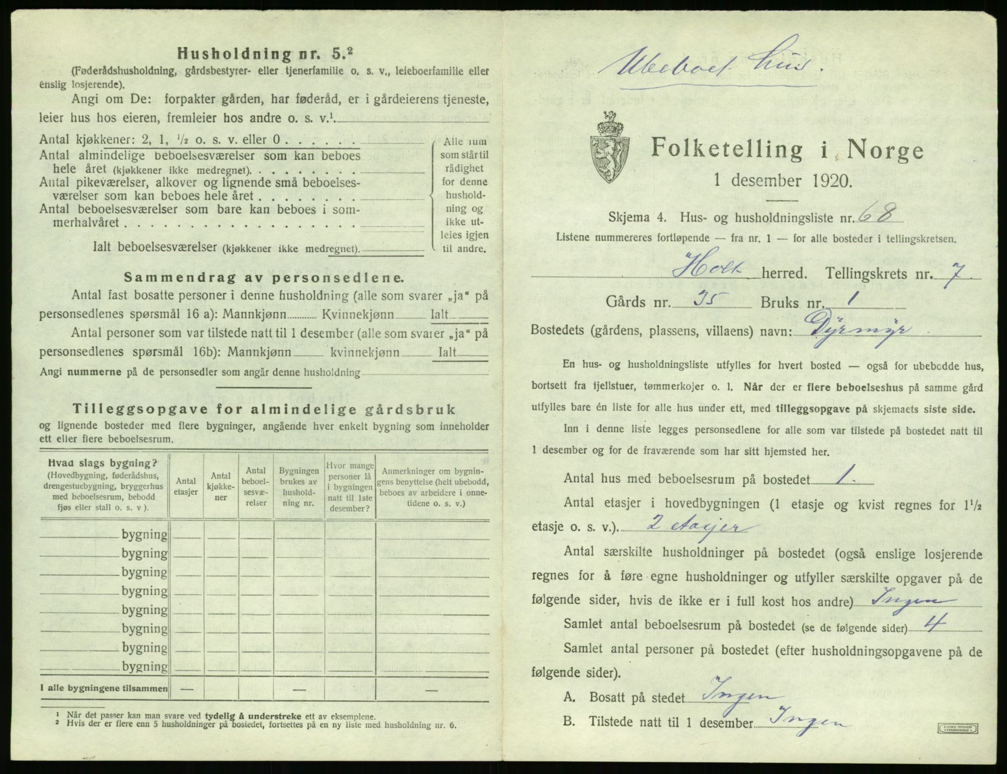 SAK, 1920 census for Holt, 1920, p. 718