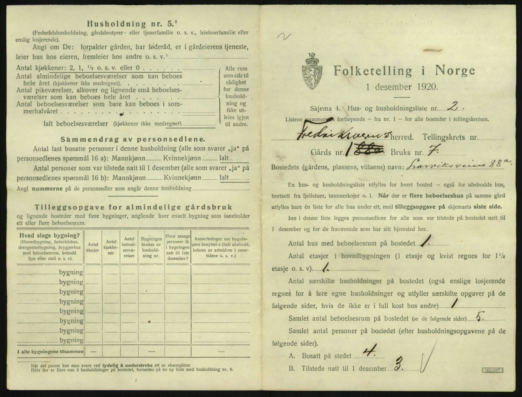 SAKO, 1920 census for Fredriksvern, 1920, p. 15