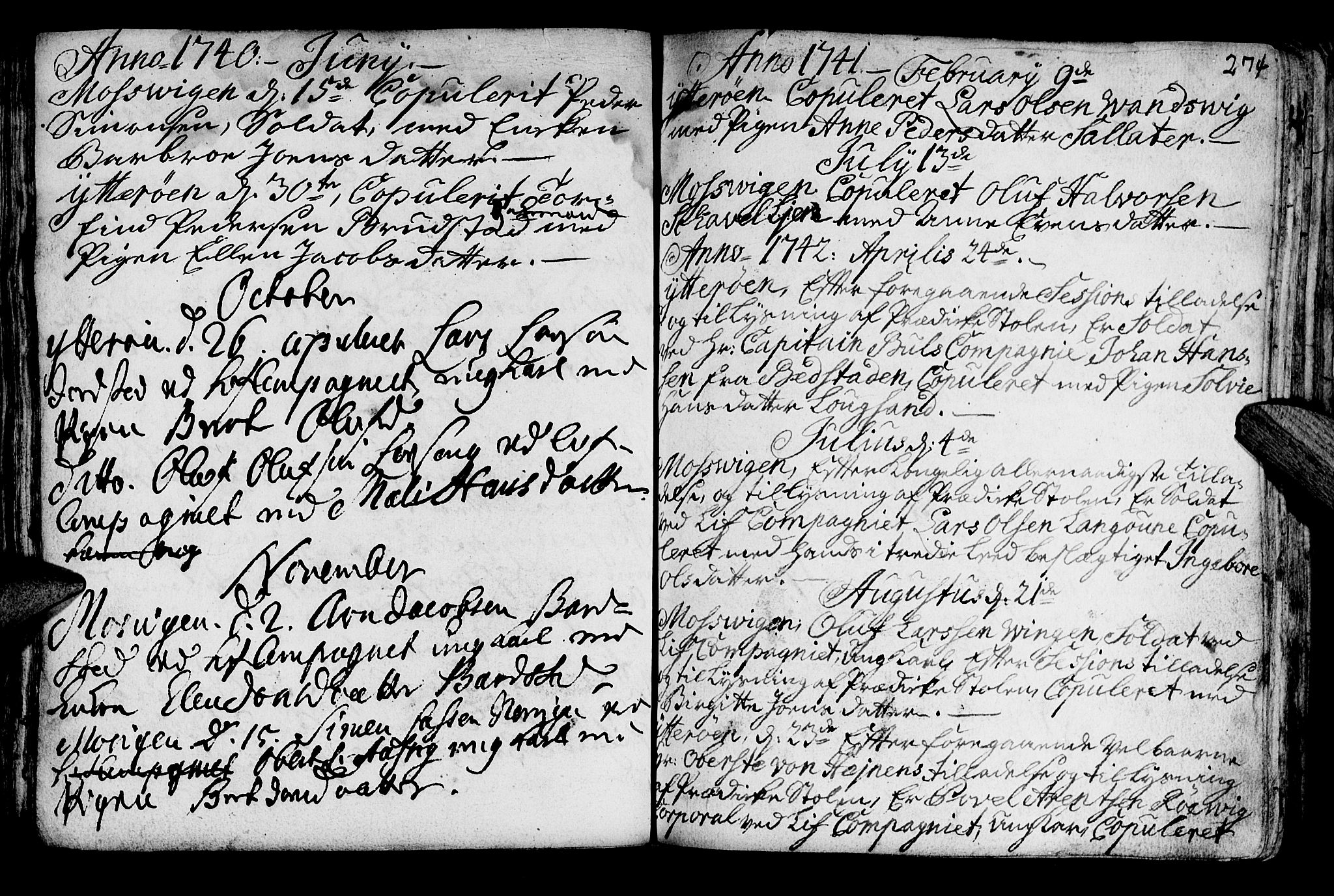 Ministerialprotokoller, klokkerbøker og fødselsregistre - Nord-Trøndelag, SAT/A-1458/722/L0215: Parish register (official) no. 722A02, 1718-1755, p. 274