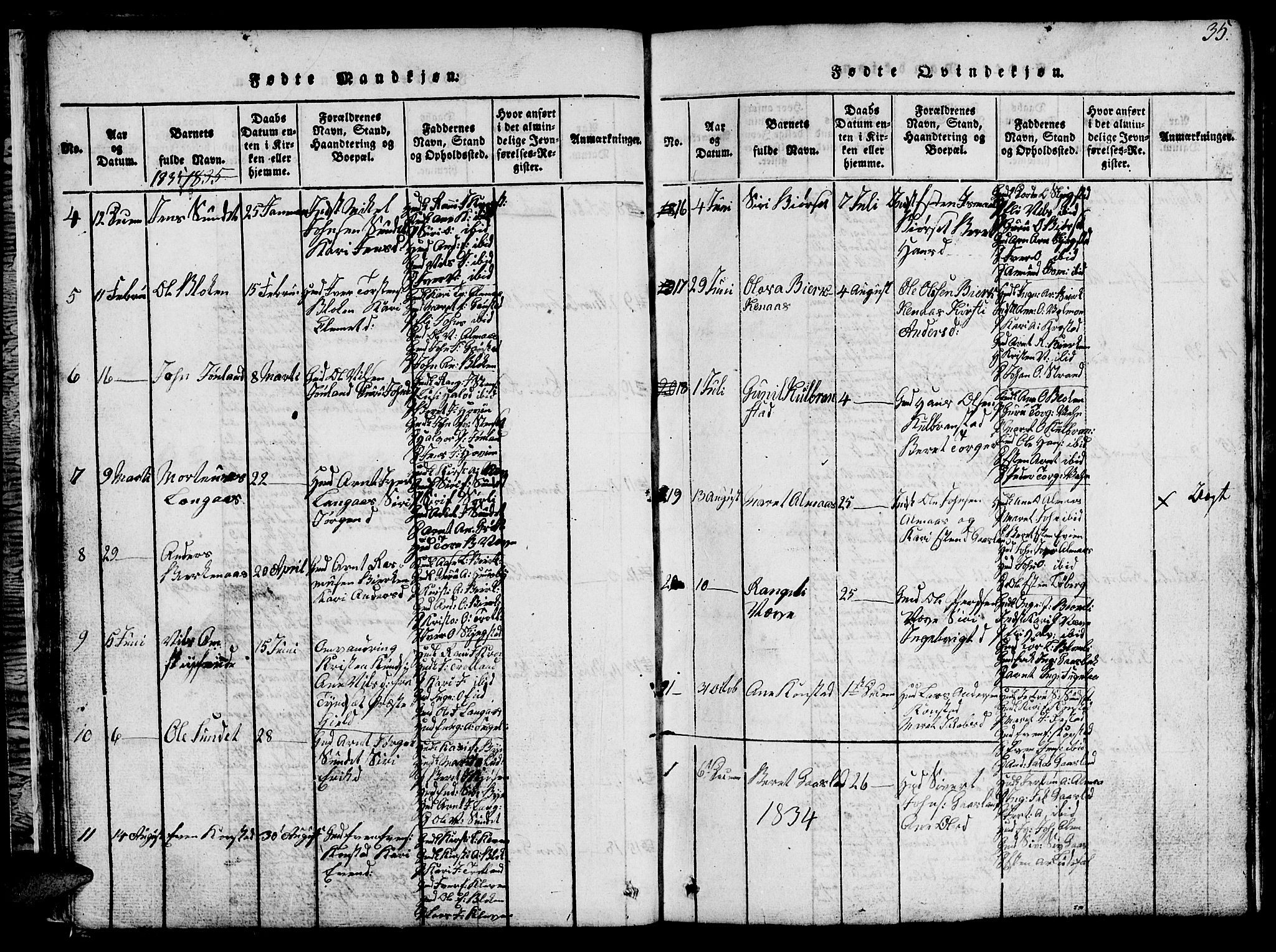 Ministerialprotokoller, klokkerbøker og fødselsregistre - Sør-Trøndelag, AV/SAT-A-1456/694/L1130: Parish register (copy) no. 694C02, 1816-1857, p. 35