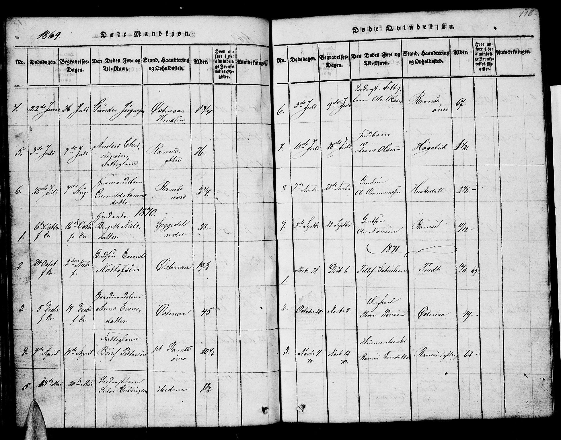 Åmli sokneprestkontor, AV/SAK-1111-0050/F/Fb/Fbb/L0001: Parish register (copy) no. B 1, 1816-1889, p. 116