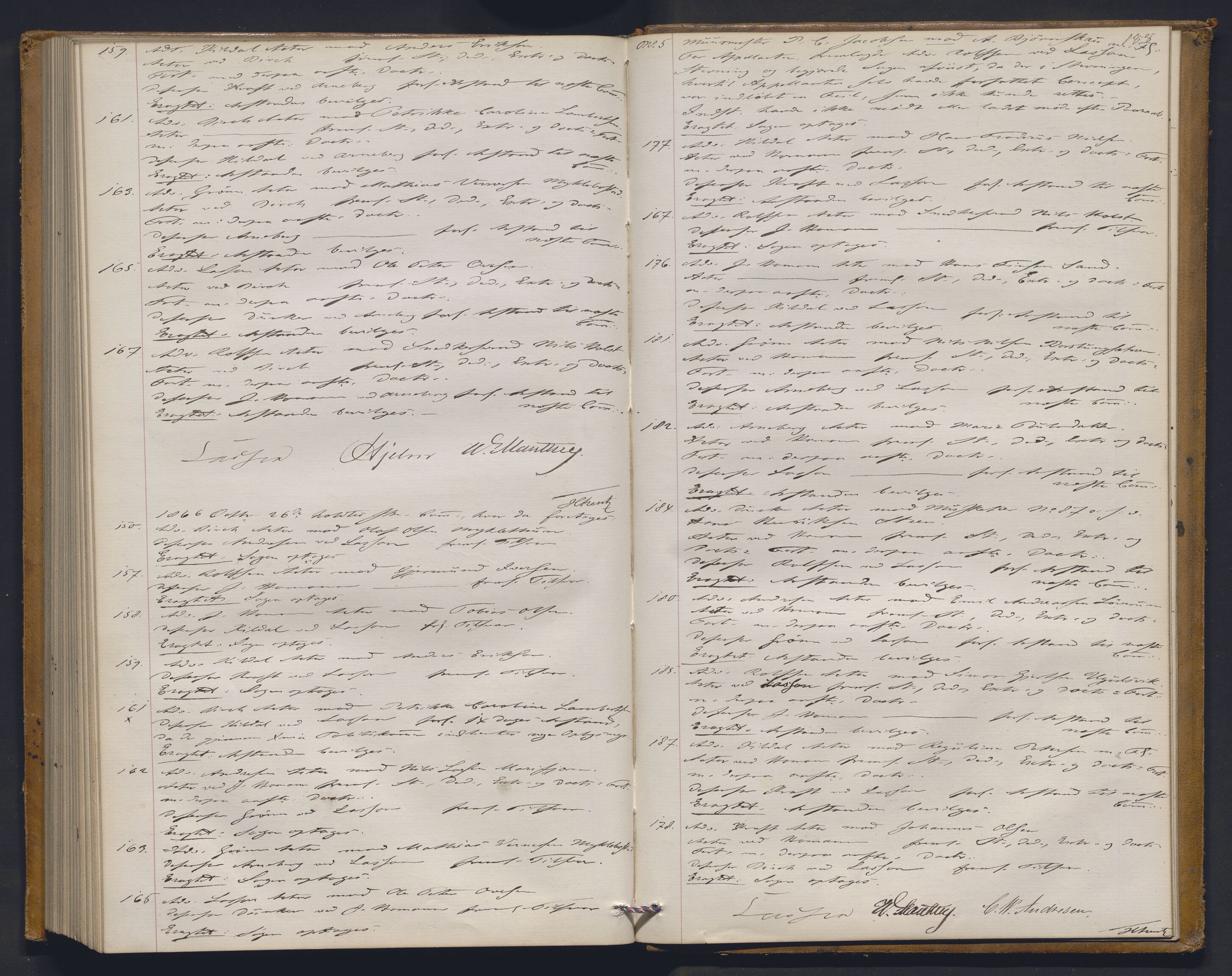 Høyesterett, AV/RA-S-1002/E/Ef/L0011: Protokoll over saker som gikk til skriftlig behandling, 1861-1867, p. 187b-188a