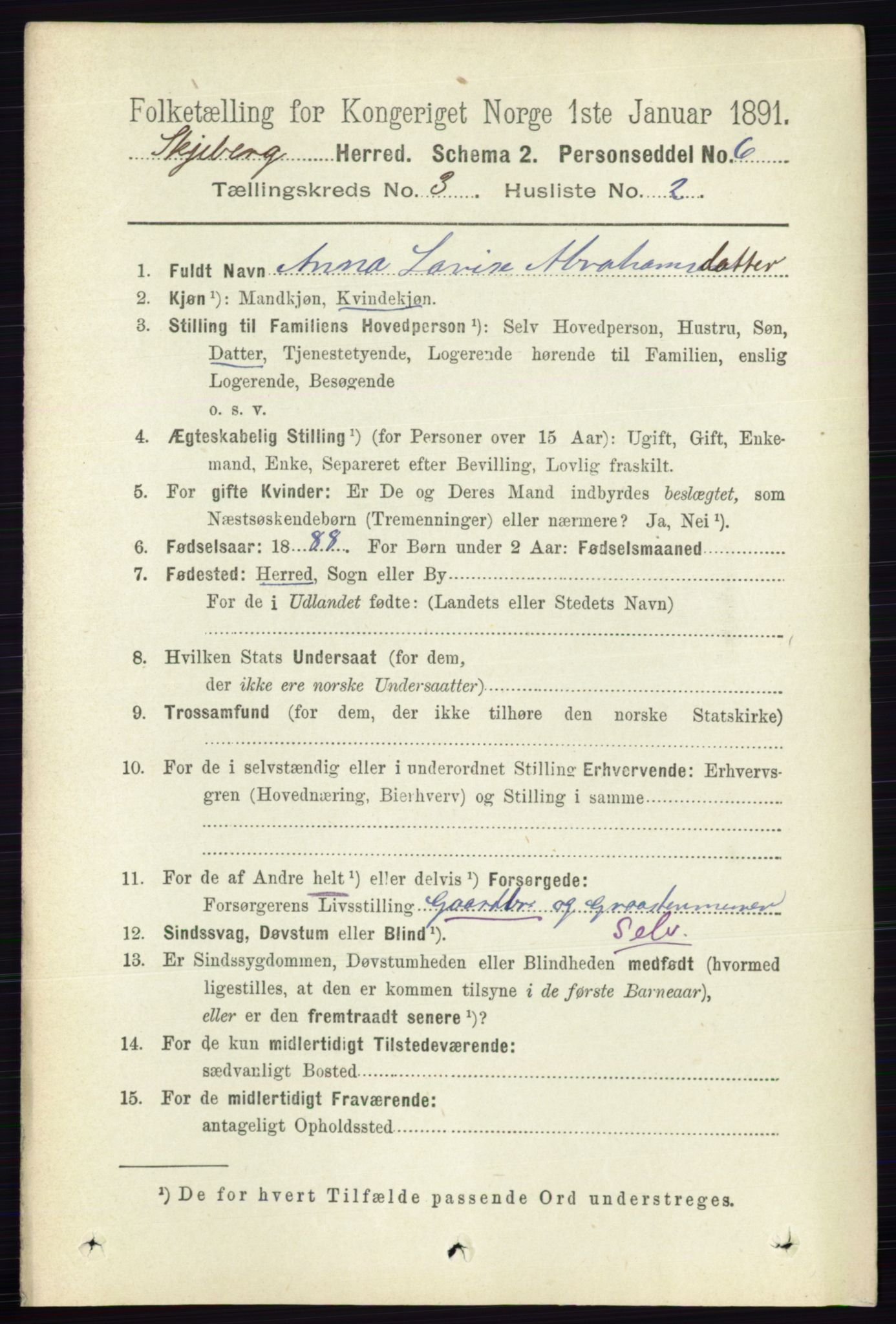 RA, 1891 census for 0115 Skjeberg, 1891, p. 1497