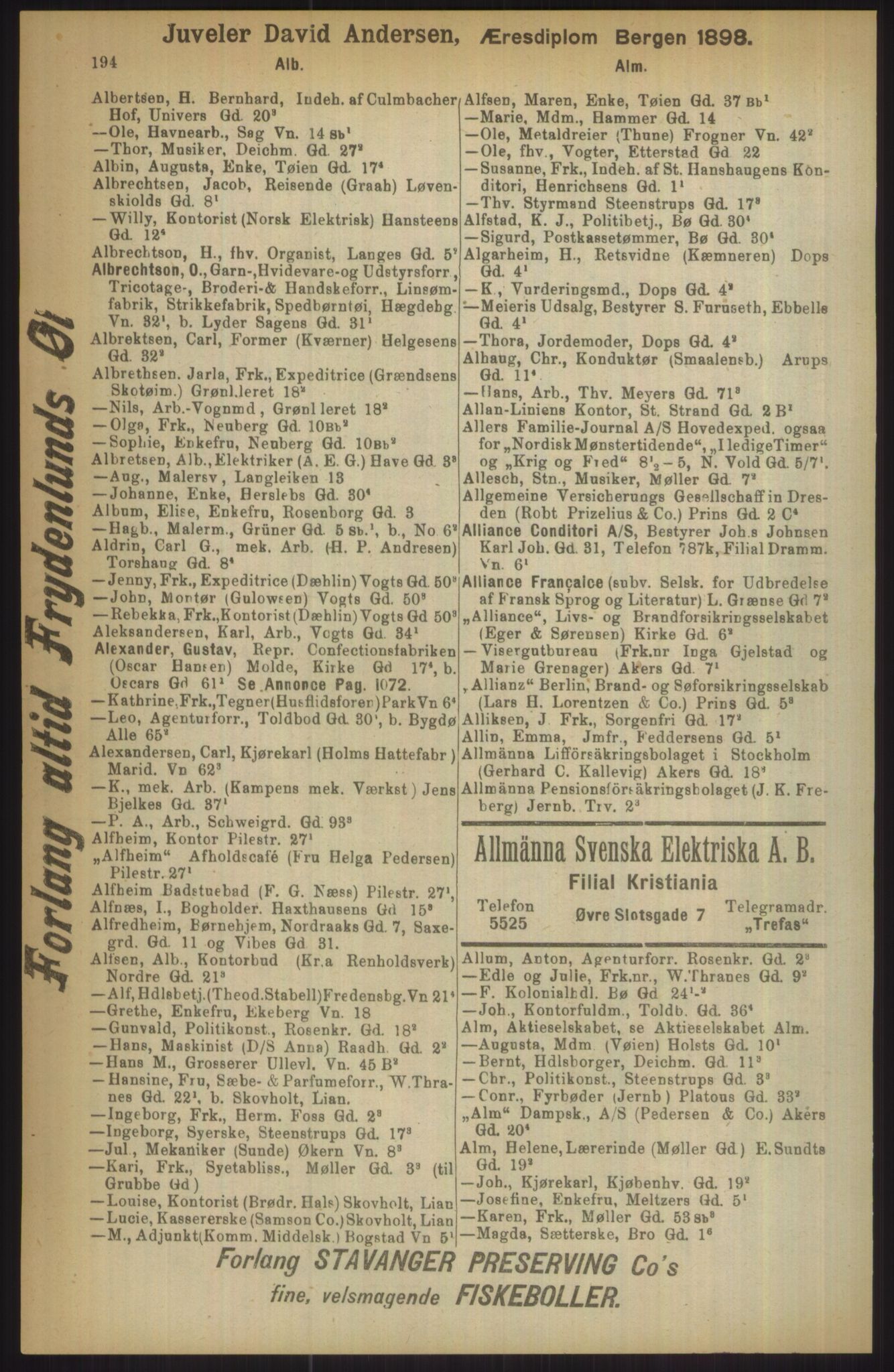 Kristiania/Oslo adressebok, PUBL/-, 1911, p. 194