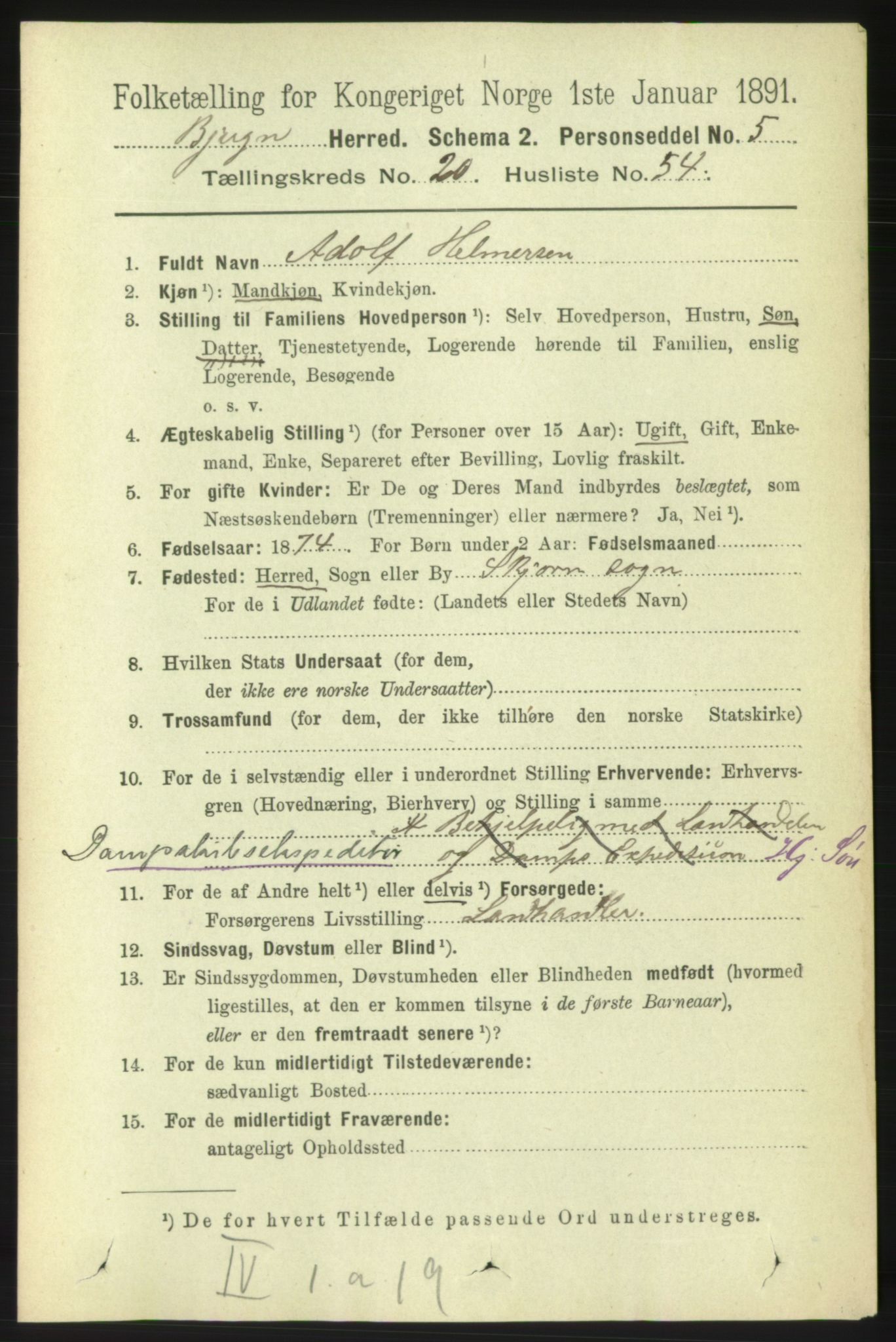 RA, 1891 census for 1627 Bjugn, 1891, p. 5731