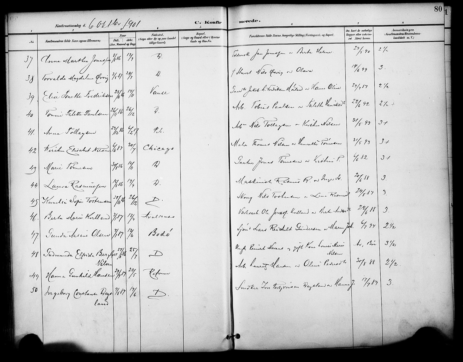 Domkirken sokneprestkontor, SAST/A-101812/001/30/30BA/L0031: Parish register (official) no. A 30, 1896-1916, p. 80