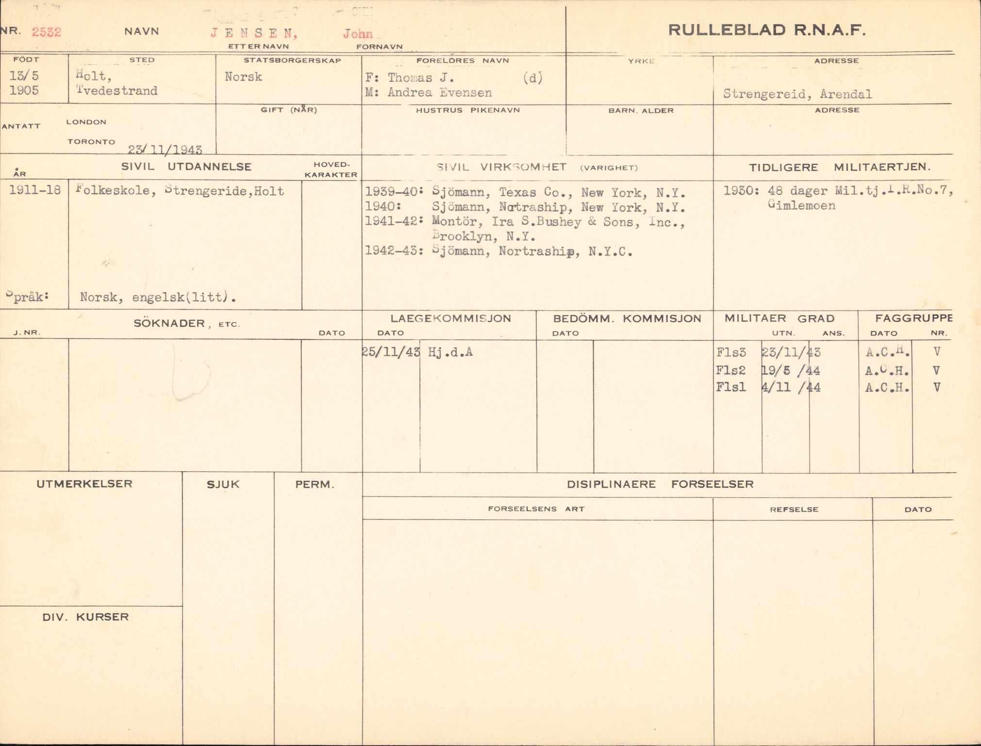 Forsvaret, Forsvarets overkommando/Luftforsvarsstaben, AV/RA-RAFA-4079/P/Pa/L0013: Personellmapper, 1905, p. 221