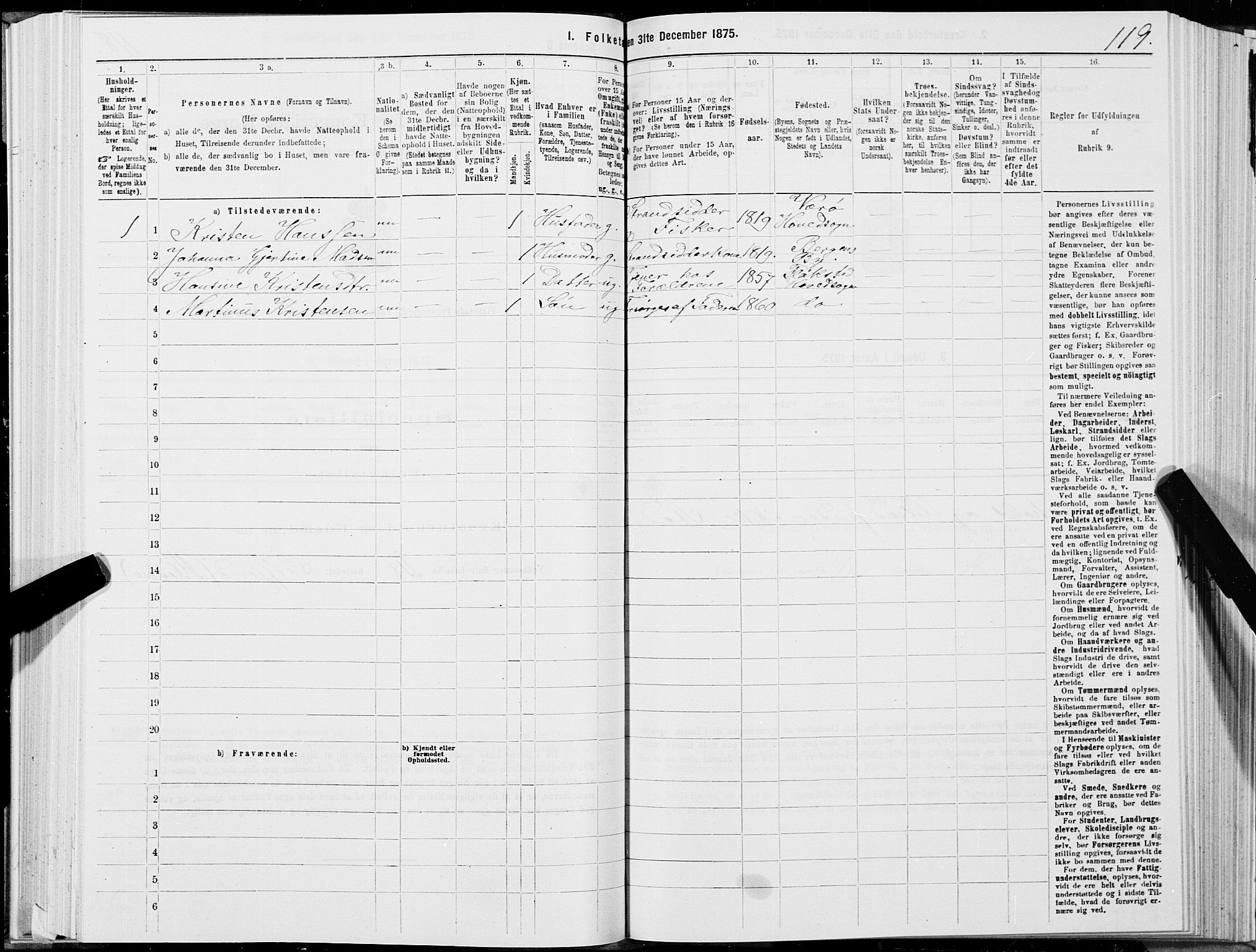 SAT, 1875 census for 1859P Flakstad, 1875, p. 1119