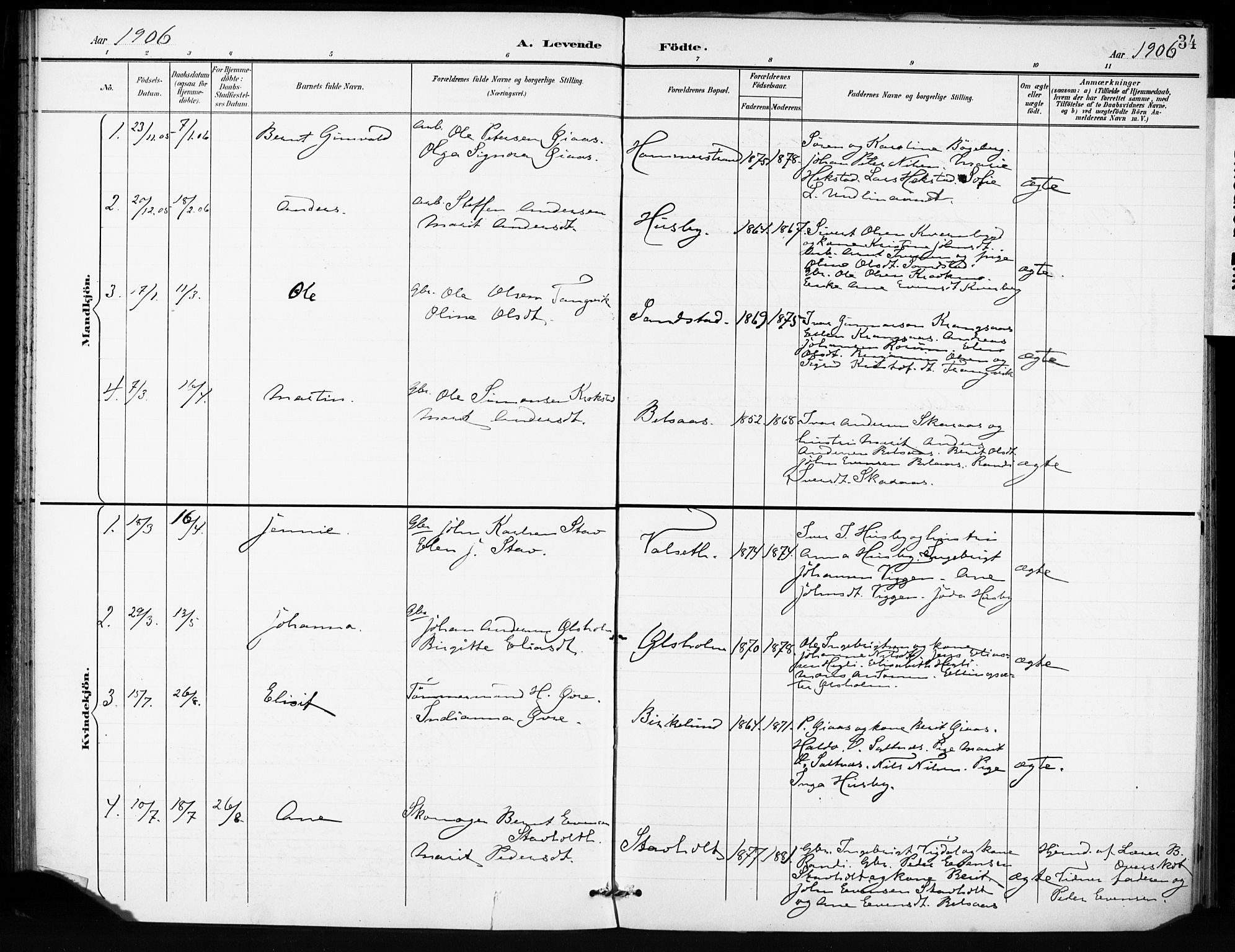 Ministerialprotokoller, klokkerbøker og fødselsregistre - Sør-Trøndelag, SAT/A-1456/666/L0787: Parish register (official) no. 666A05, 1895-1908, p. 34