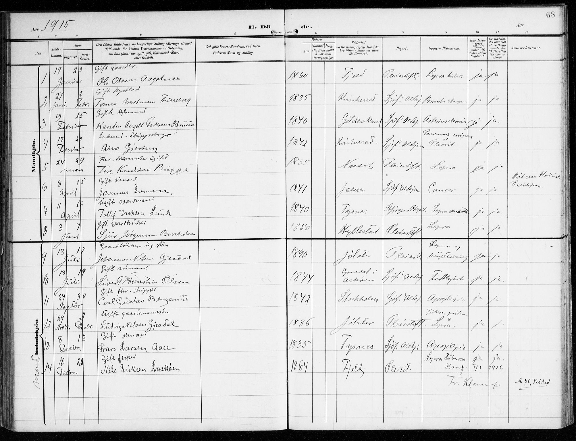 St. Jørgens hospital og Årstad sokneprestembete, AV/SAB-A-99934: Parish register (official) no. A 14, 1902-1935, p. 68