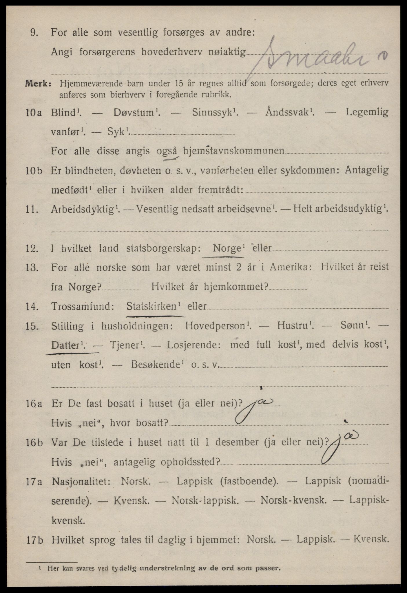 SAT, 1920 census for Hølonda, 1920, p. 1454