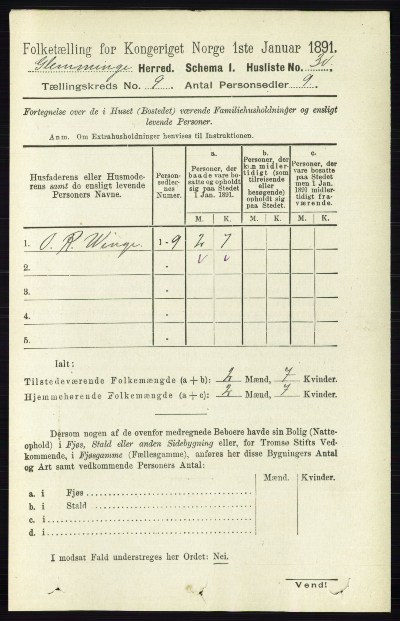 RA, 1891 census for 0132 Glemmen, 1891, p. 9575