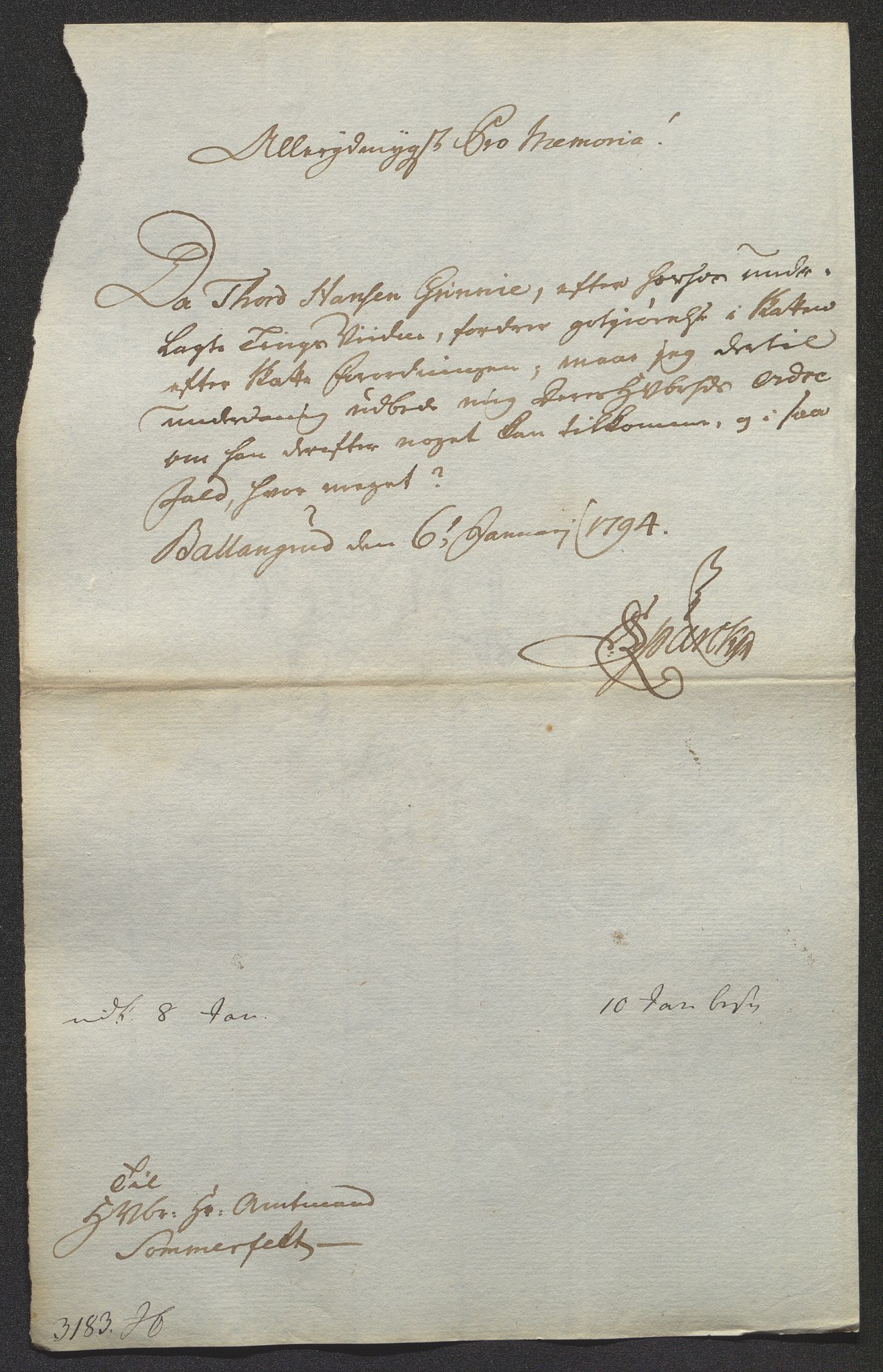 Fylkesmannen i Oppland, SAH/FYO-002/1/D/Dl/L0512B: Brev fra fogden i Toten, 1793-1794, p. 110
