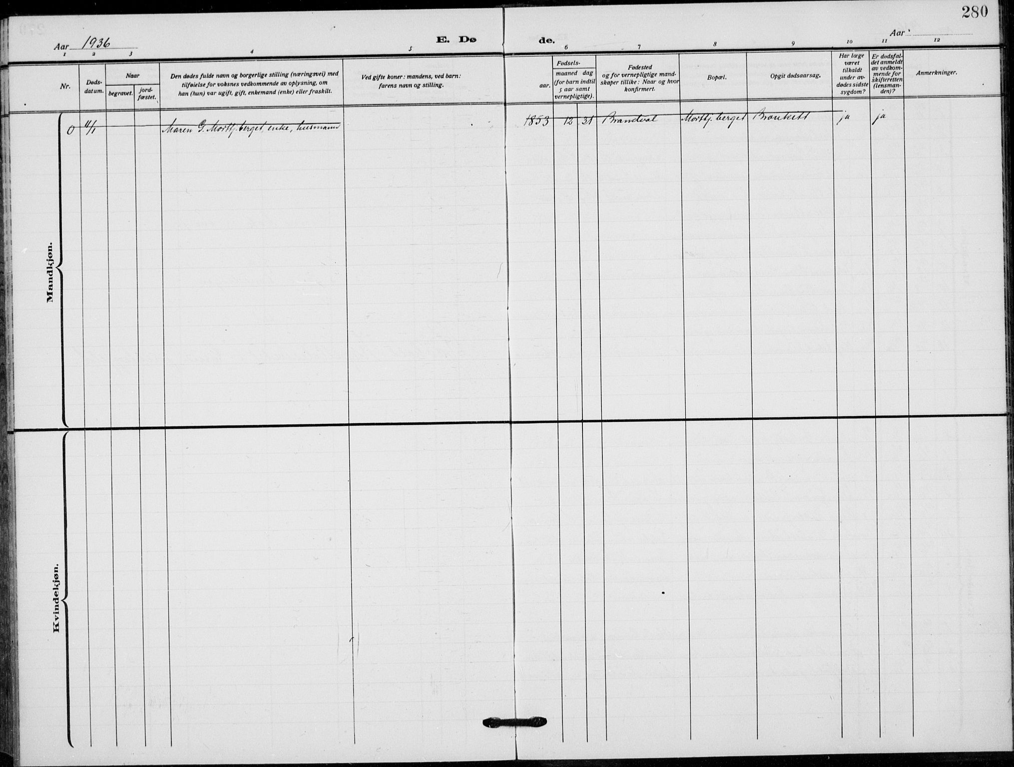 Grue prestekontor, AV/SAH-PREST-036/H/Ha/Hab/L0008: Parish register (copy) no. 8, 1921-1934, p. 280