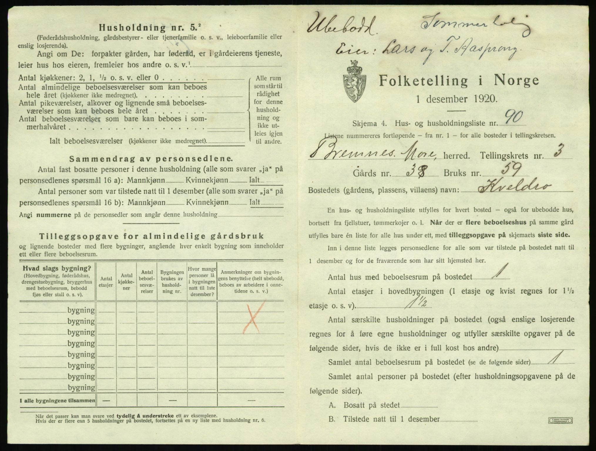 SAT, 1920 census for Bremsnes, 1920, p. 511