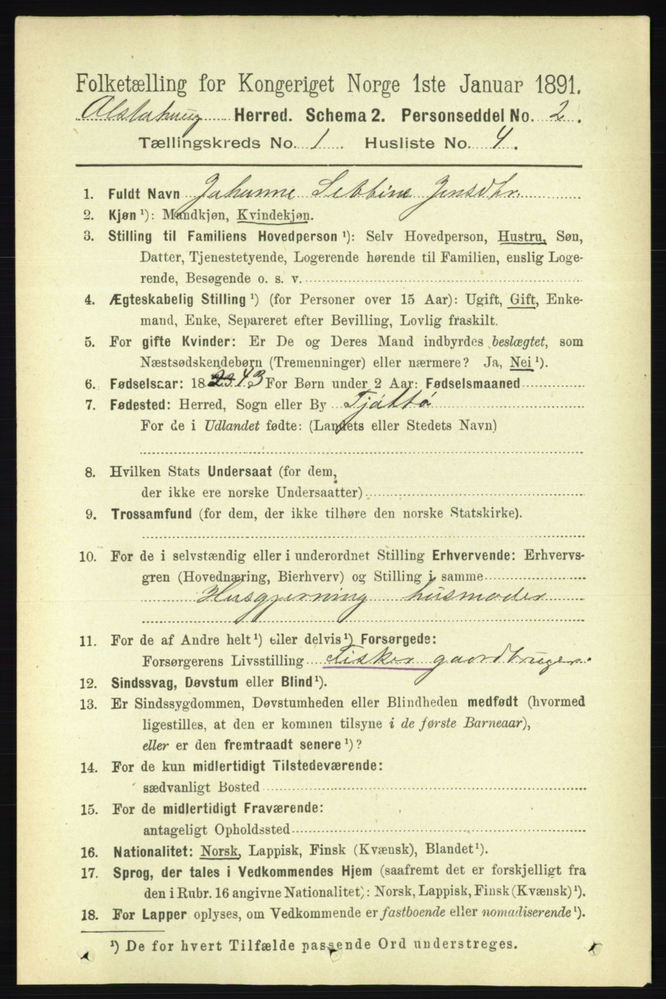 RA, 1891 census for 1820 Alstahaug, 1891, p. 105