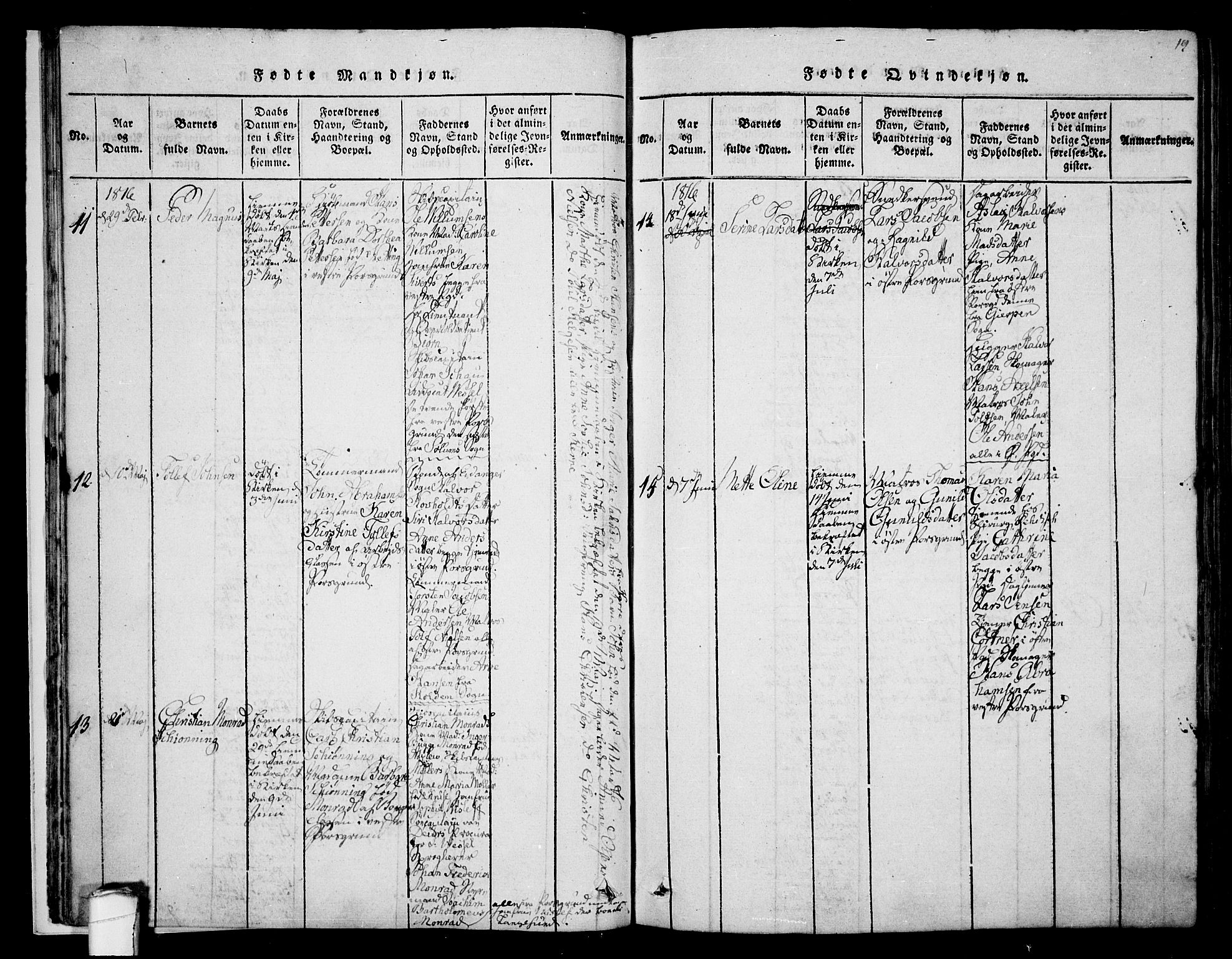 Porsgrunn kirkebøker , AV/SAKO-A-104/F/Fa/L0004: Parish register (official) no. 4, 1814-1828, p. 19