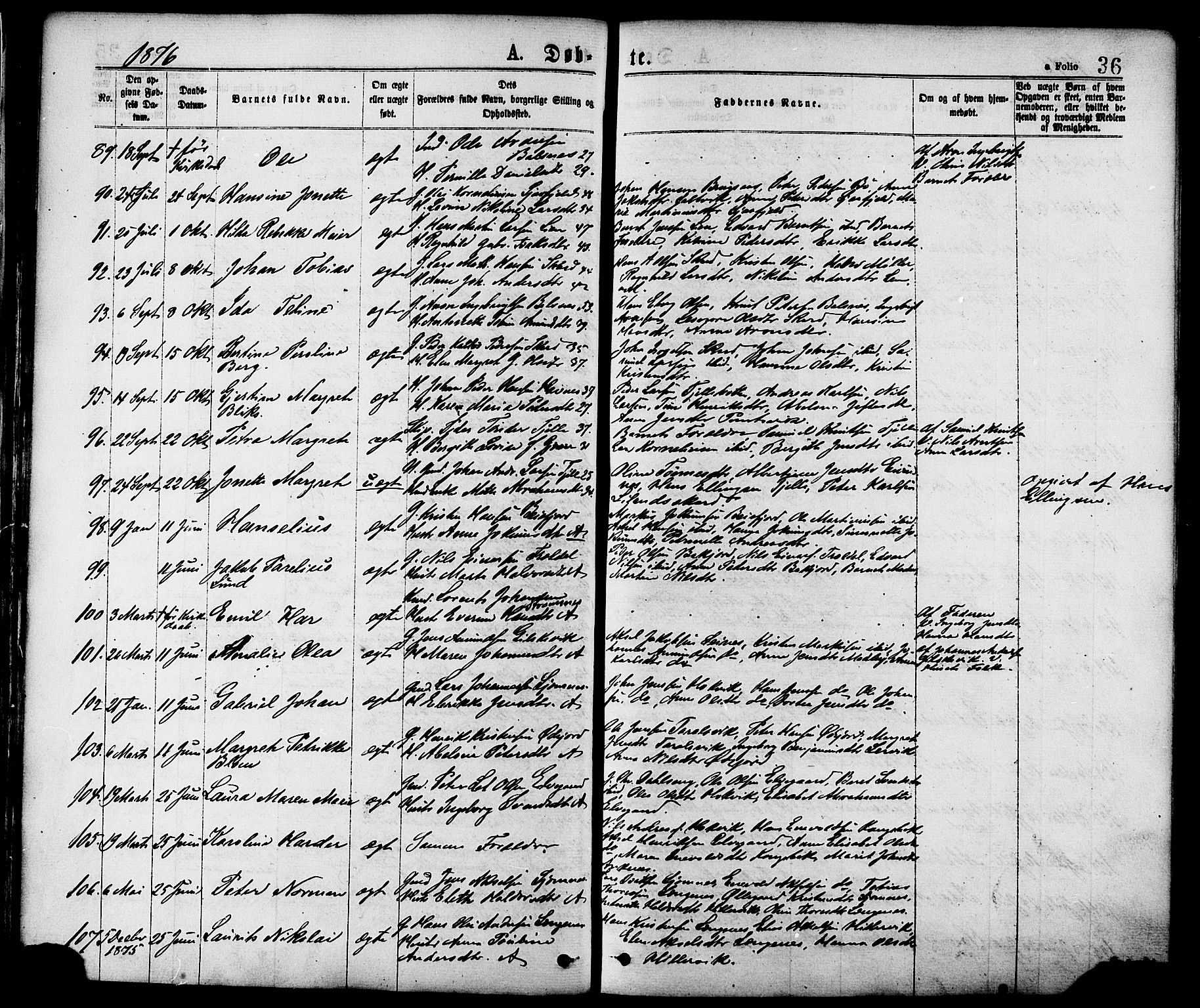 Ministerialprotokoller, klokkerbøker og fødselsregistre - Nordland, SAT/A-1459/863/L0897: Parish register (official) no. 863A09, 1872-1886, p. 36