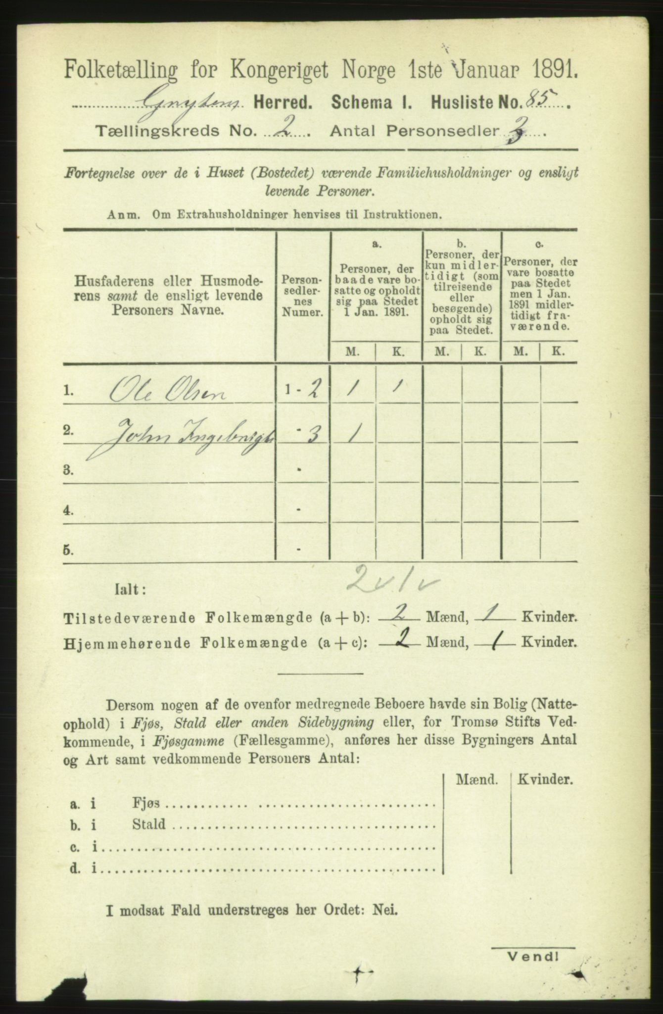 RA, 1891 census for 1539 Grytten, 1891, p. 433